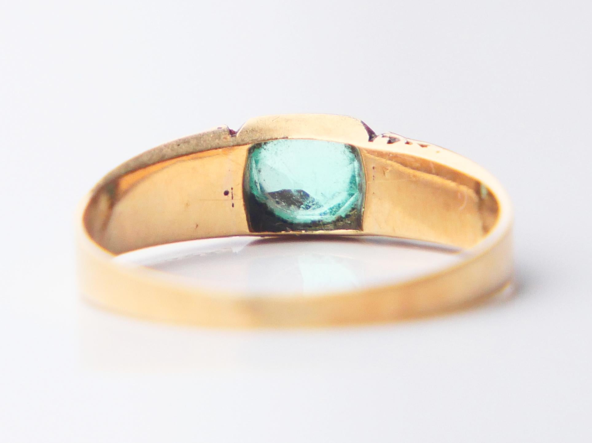 Antique Ring natural 0.4 ct Emerald solid 18K Yellow Gold Ø US4.25 / 1.56gr 7
