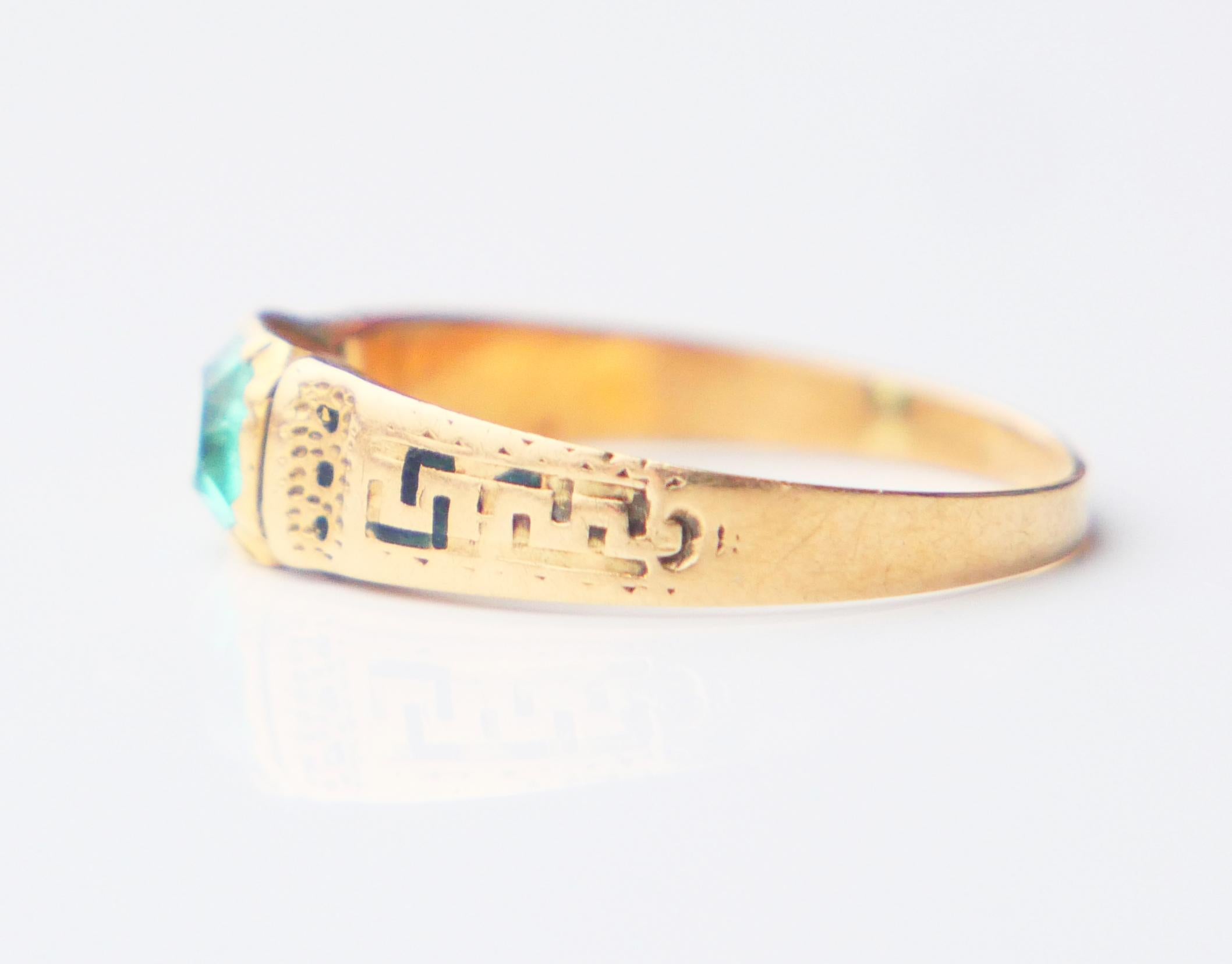 Antique Ring natural 0.4 ct Emerald solid 18K Yellow Gold Ø US4.25 / 1.56gr 9