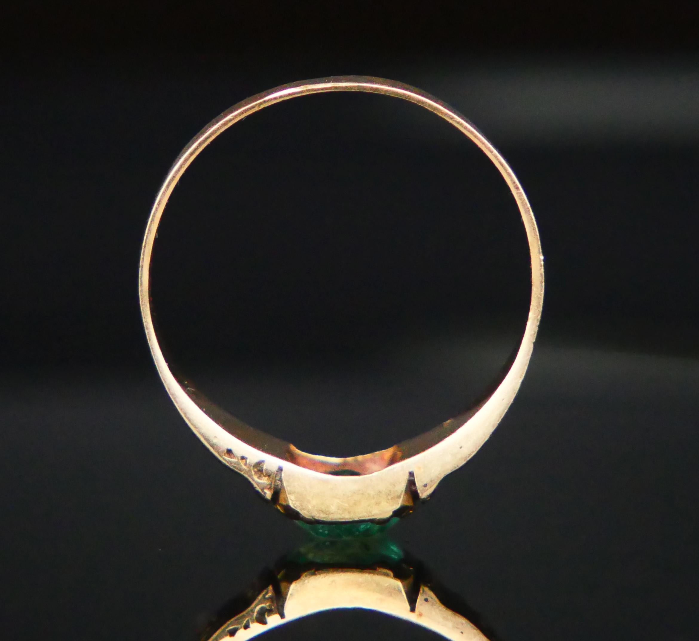 Antique Ring natural 0.4 ct Emerald solid 18K Yellow Gold Ø US4.25 / 1.56gr 1