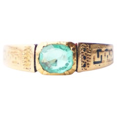 Bague Antique naturelle 0.4 ct Emeraude massif Or Jaune 18K Ø US4.25 / 1.56gr