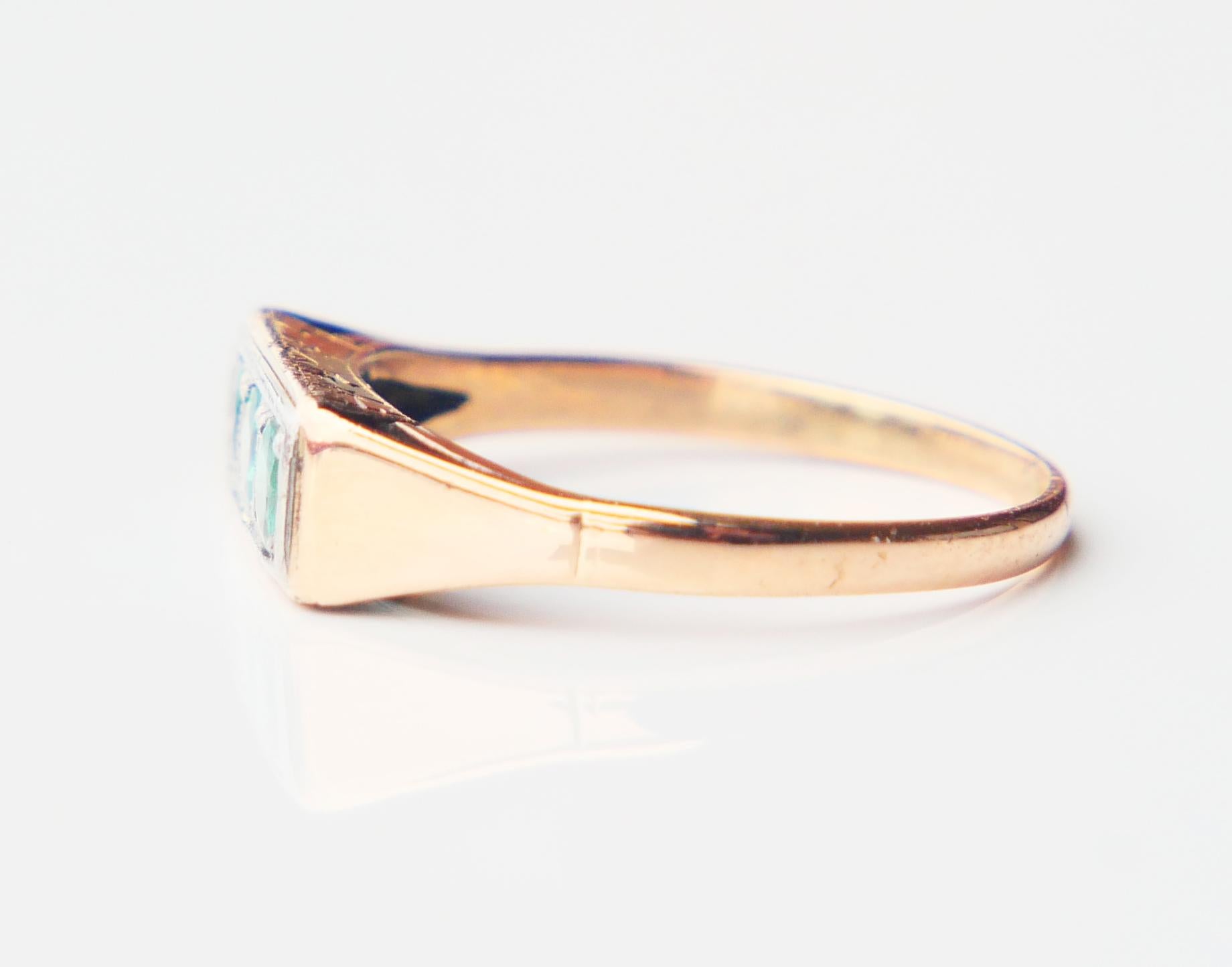 Bague ancienne naturelle 0.45ctw Emeraudes massif 14K Or Ø US 5.75 / 1.6 gr en vente 6