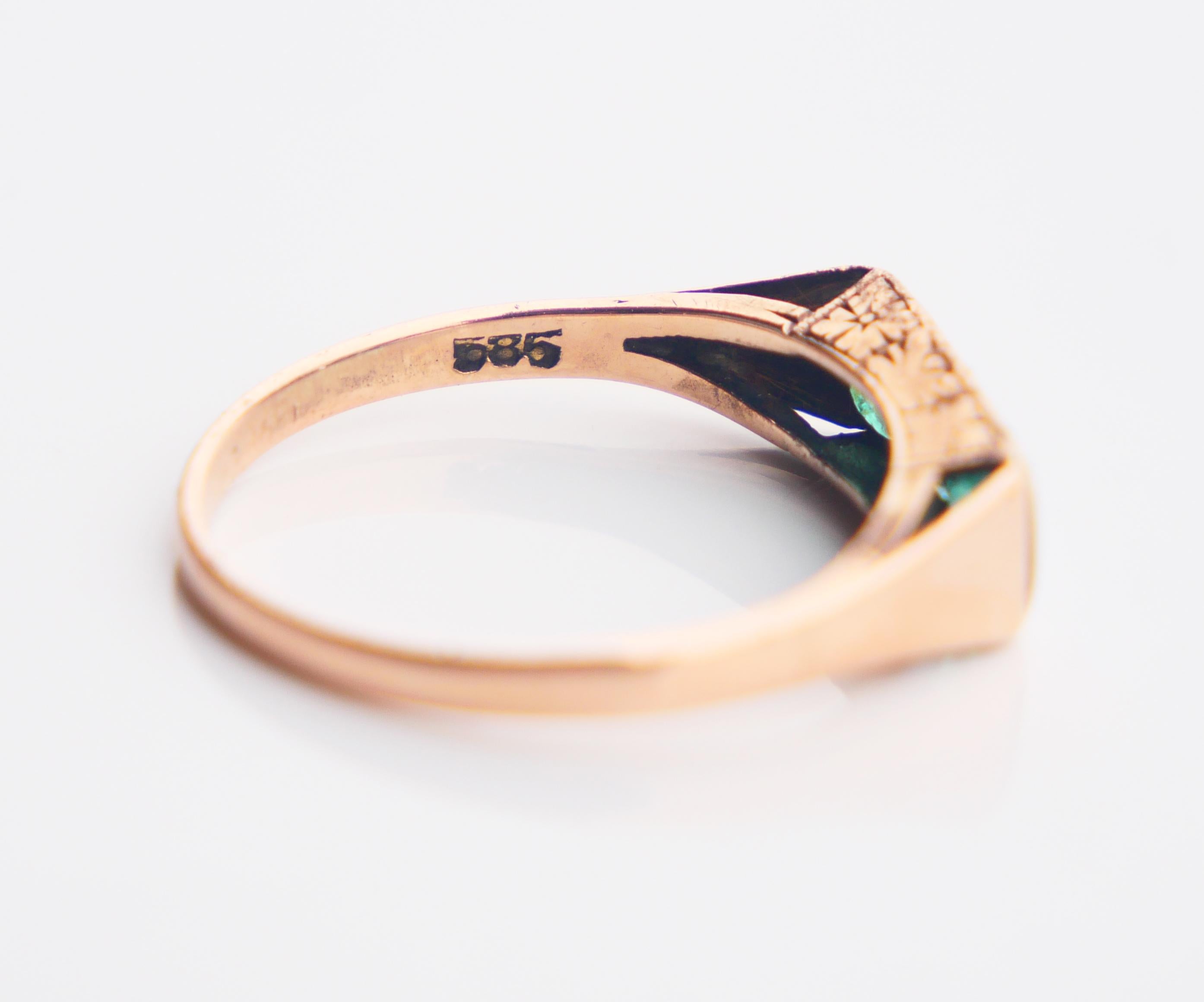 Bague ancienne naturelle 0.45ctw Emeraudes massif 14K Or Ø US 5.75 / 1.6 gr en vente 7