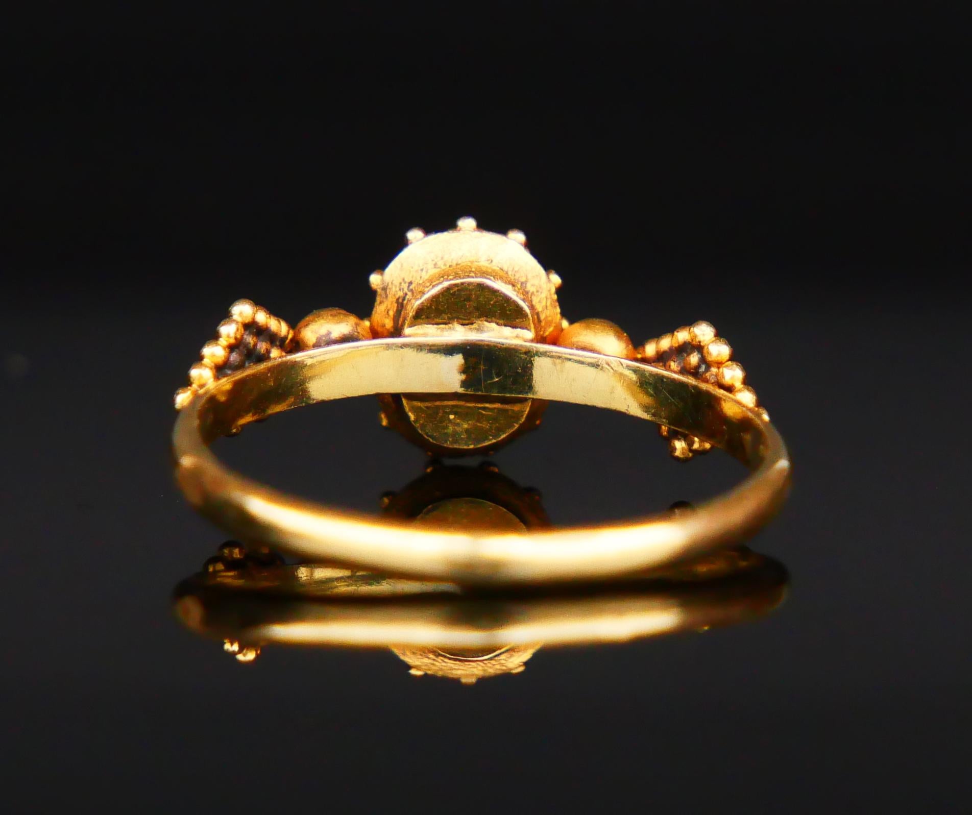 Antique Ring natural 0.4ct Blue Sapphire solid 18K Gold Ø US6.25 / 2.1gr 5