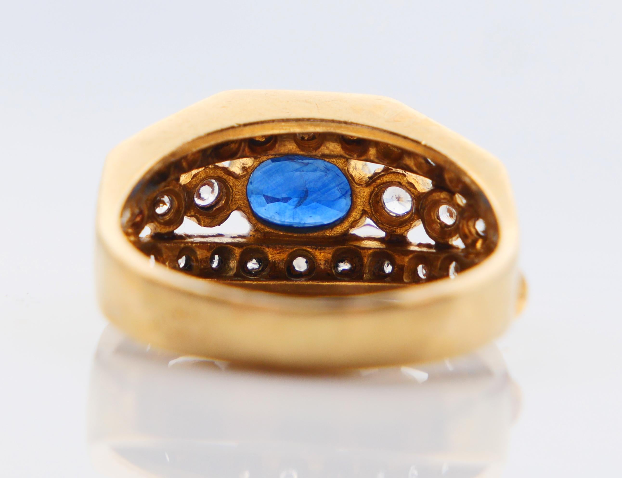 Antiker Ring natürlich 0.6ct Saphir 0.75ctw Diamanten 18K Gelbgold US6 / 5.5gr im Angebot 5