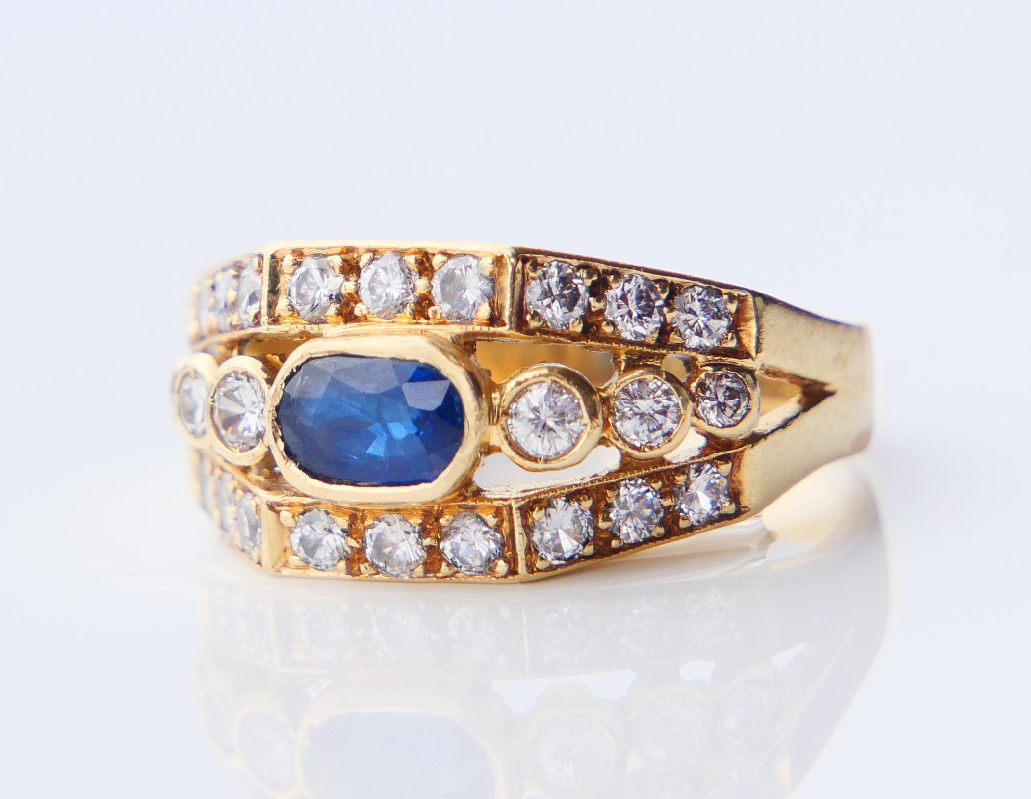 Antiker Ring natürlich 0.6ct Saphir 0.75ctw Diamanten 18K Gelbgold US6 / 5.5gr im Angebot 6