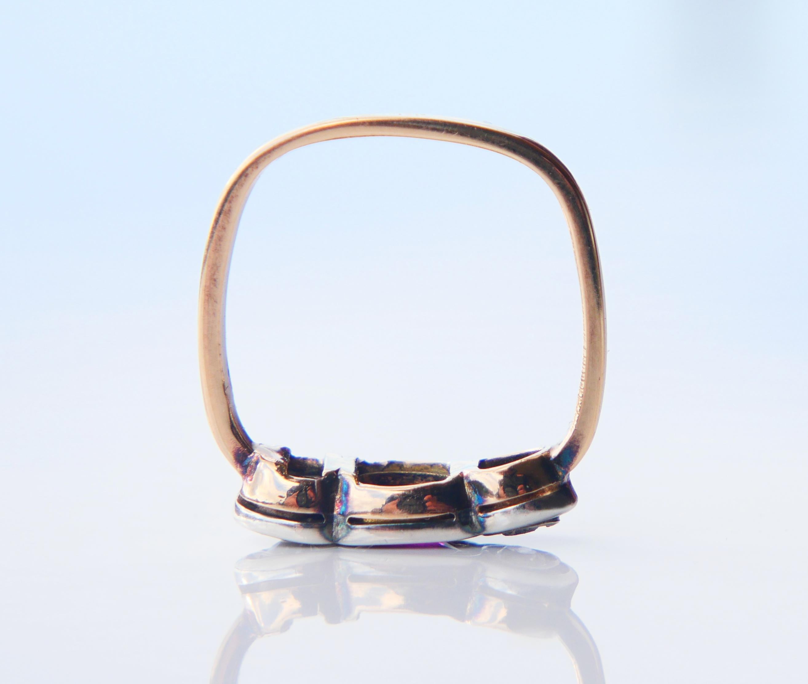 Antiker Ring natürlich 0.75ct Rubin 0.3ctw Diamanten massiv 18K Gold ØUS6.25 /3.1 gr im Angebot 6
