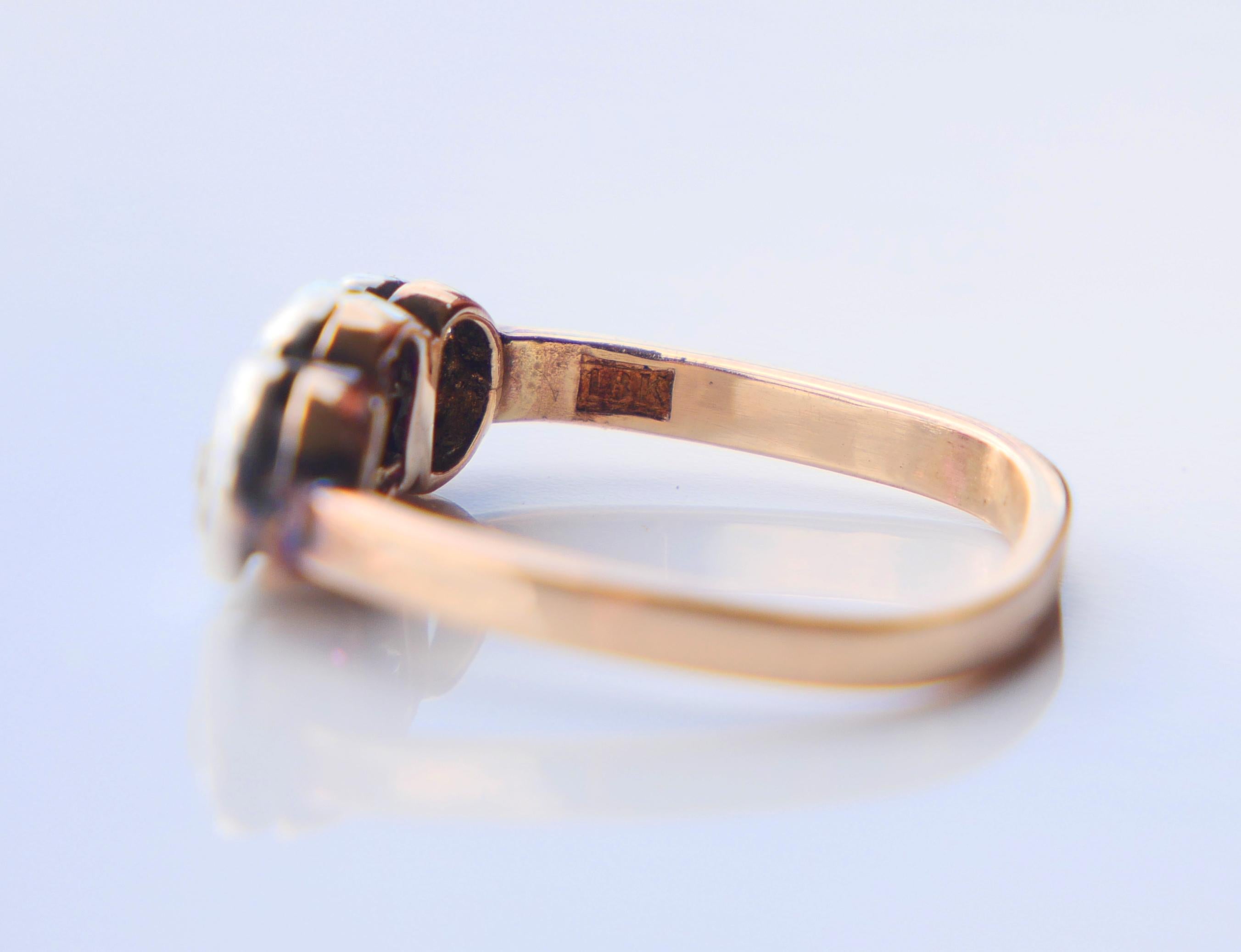 Antiker Ring natürlich 0.75ct Rubin 0.3ctw Diamanten massiv 18K Gold ØUS6.25 /3.1 gr im Angebot 8