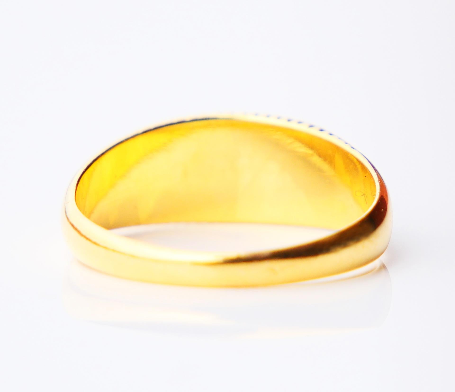 Antique Ring natural 0.8ctw. Diamonds solid 23K Gold Ø 6.25US / 3.3 gr 6