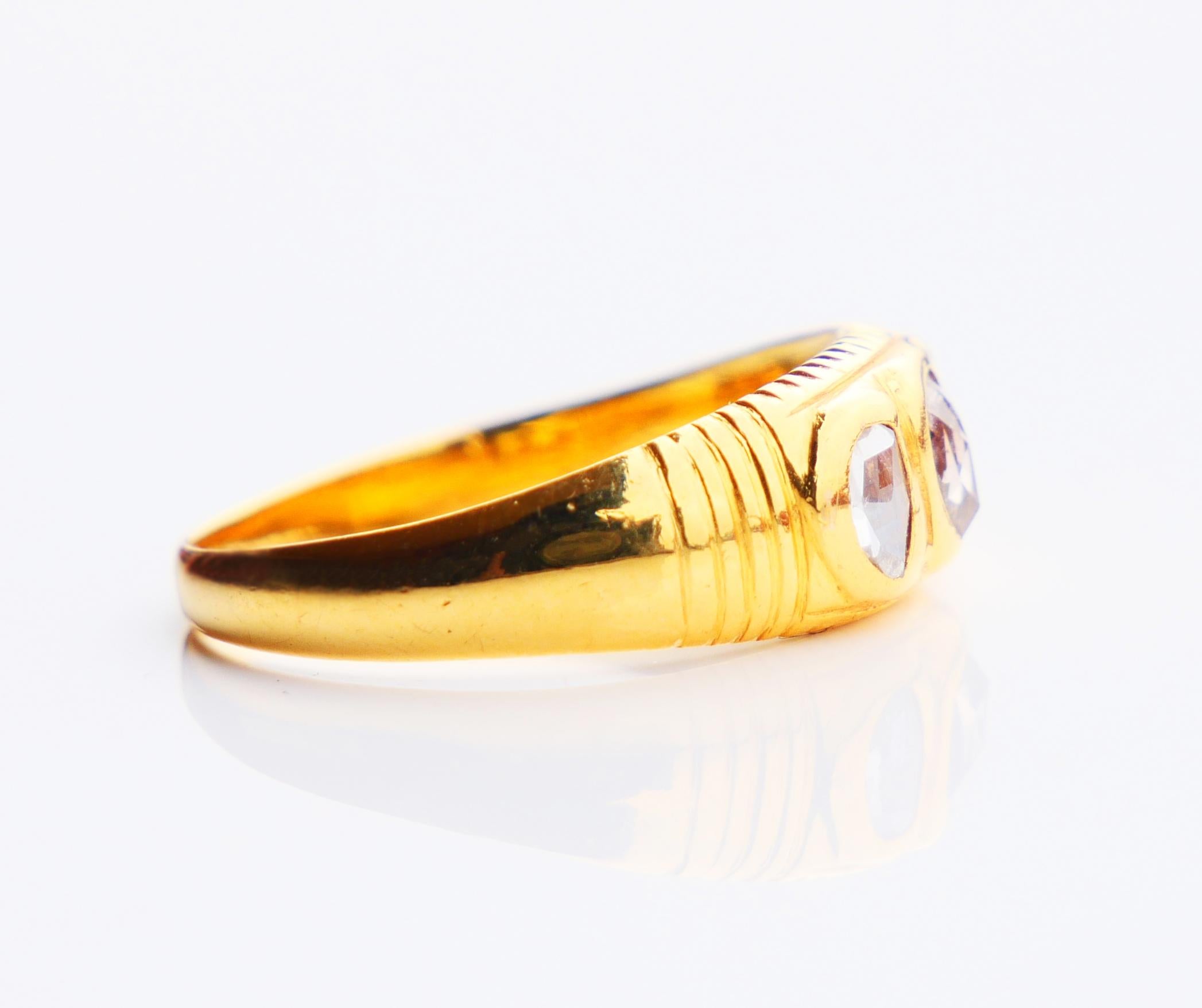 Antique Ring natural 0.8ctw. Diamonds solid 23K Gold Ø 6.25US / 3.3 gr 7