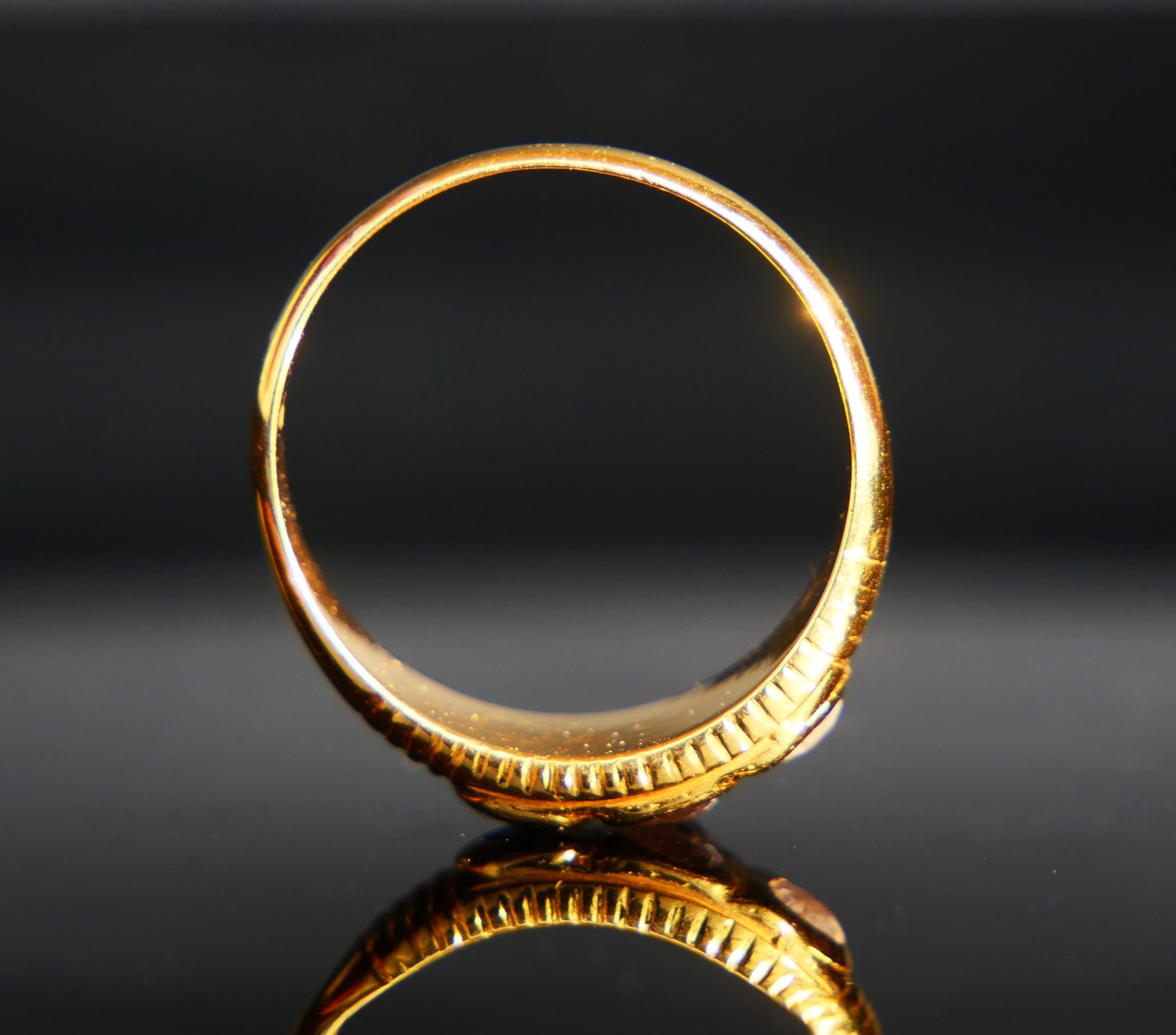 Antique Ring natural 0.8ctw. Diamonds solid 23K Gold Ø 6.25US / 3.3 gr 1