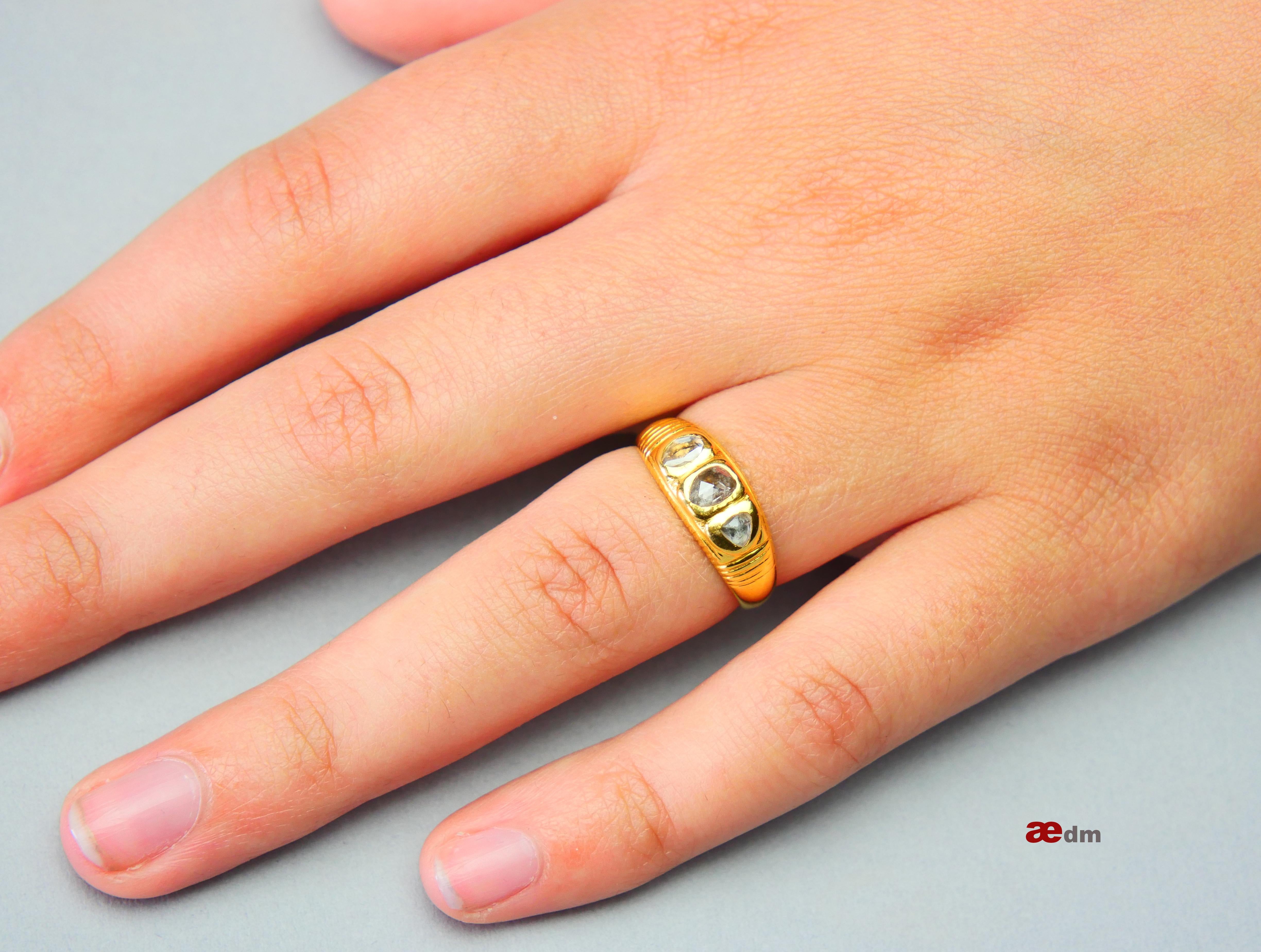 Antique Ring natural 0.8ctw. Diamonds solid 23K Gold Ø 6.25US / 3.3 gr 2