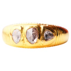 Antique Ring natural 0.8ctw. Diamonds solid 23K Gold Ø 6.25US / 3.3 gr