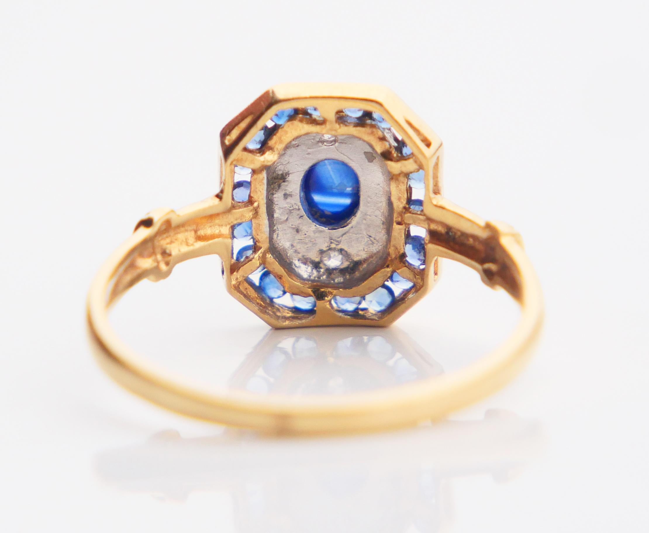 Anillo Vintage Zafiro natural 0.8ctw Diamantes Oro 18K ØUS6.25 / 2.25gr en venta 7