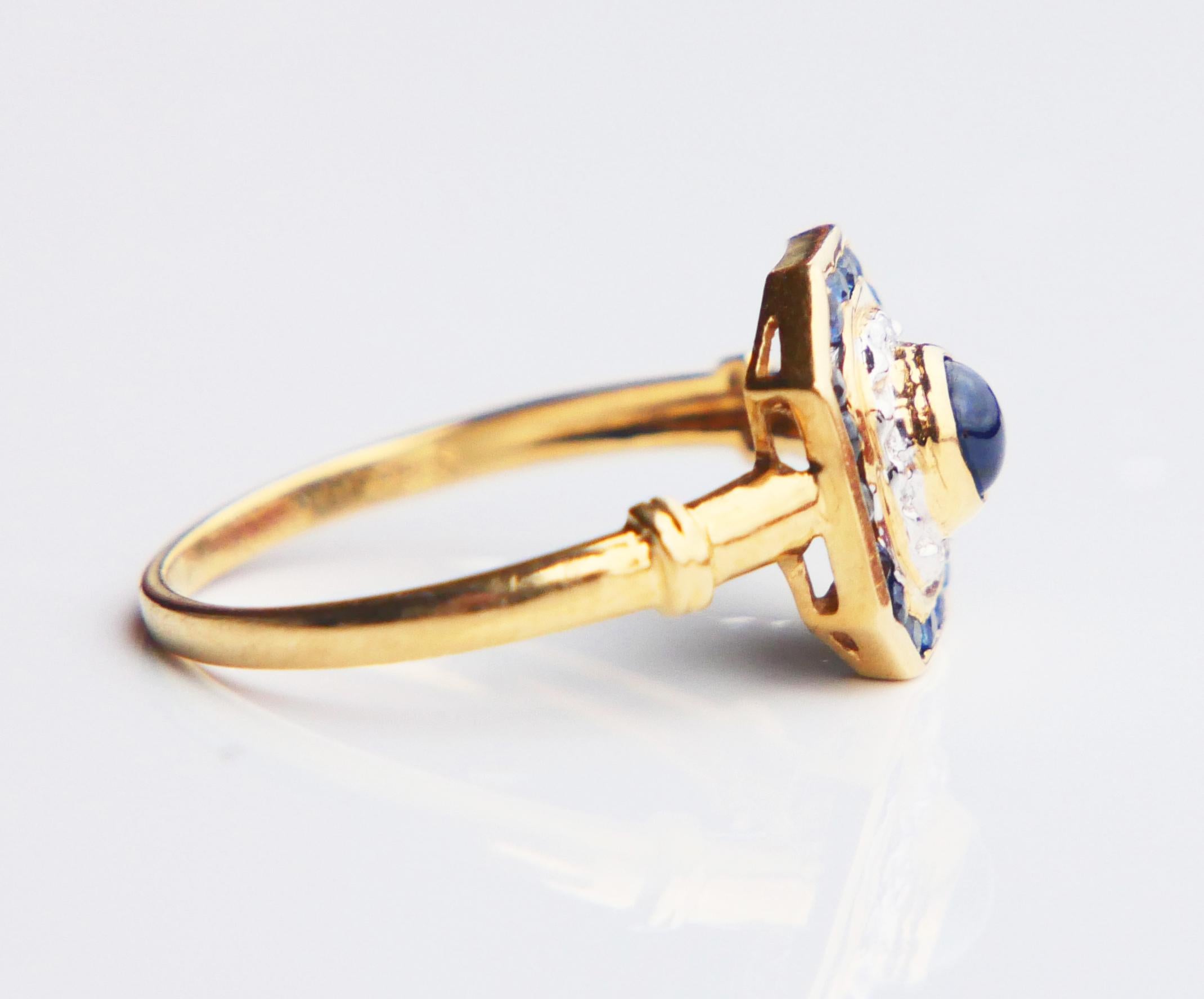 Anillo Vintage Zafiro natural 0.8ctw Diamantes Oro 18K ØUS6.25 / 2.25gr en venta 9
