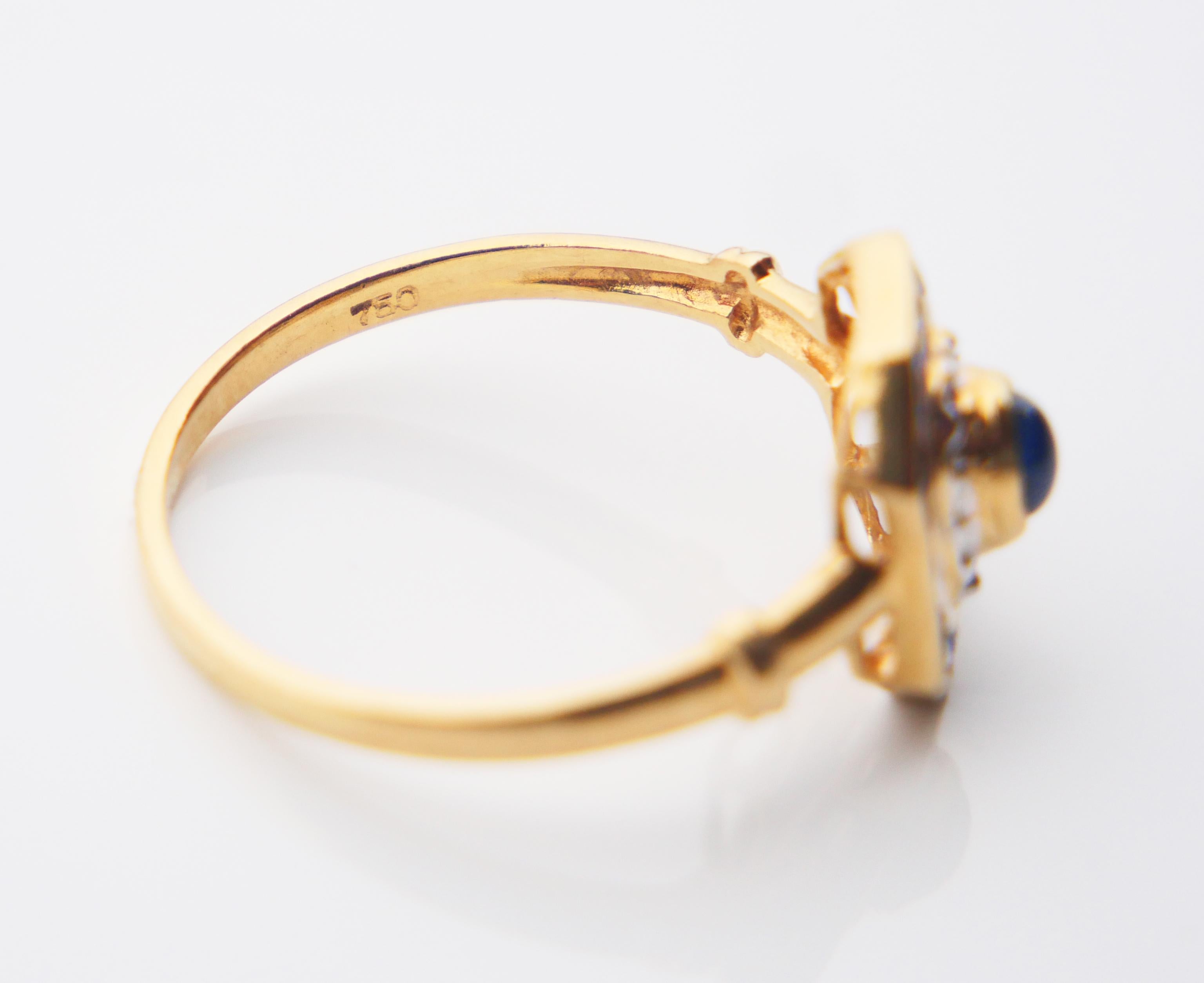 Anillo Vintage Zafiro natural 0.8ctw Diamantes Oro 18K ØUS6.25 / 2.25gr en venta 10