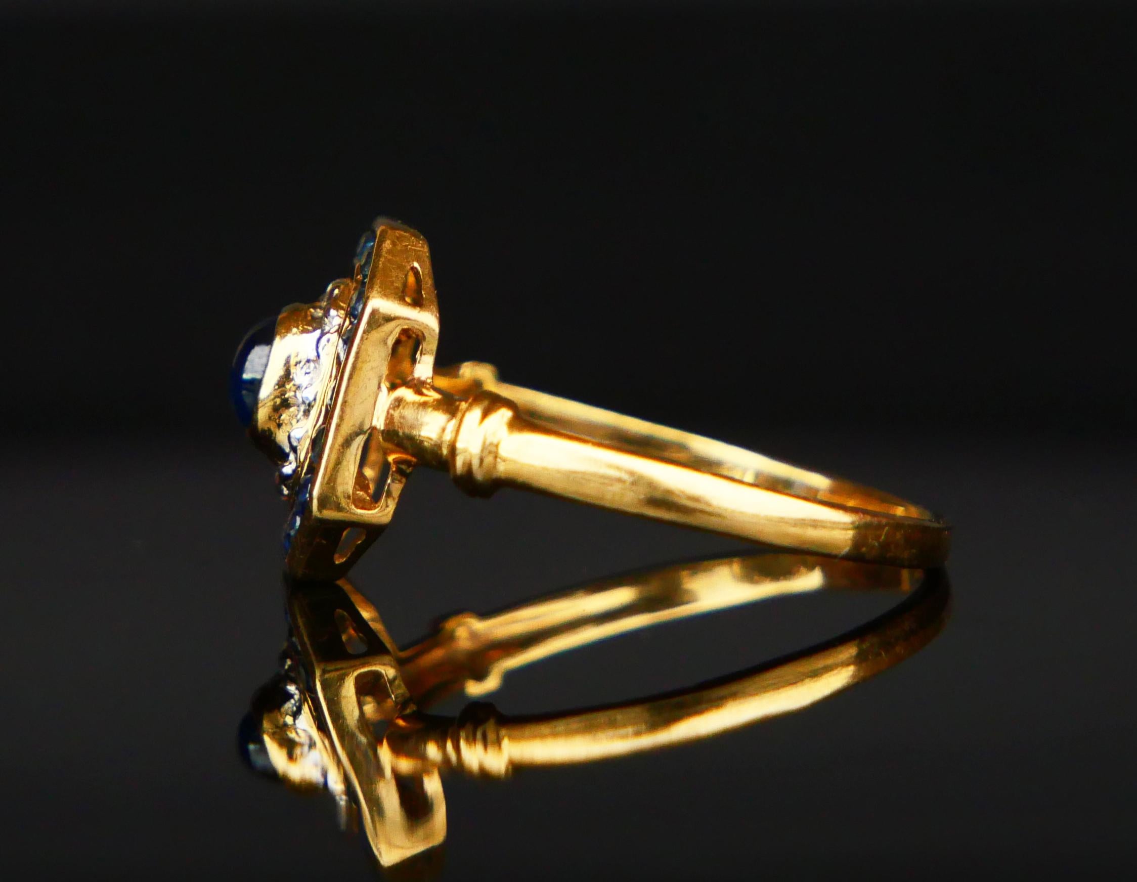 De las mujeres Anillo Vintage Zafiro natural 0.8ctw Diamantes Oro 18K ØUS6.25 / 2.25gr en venta