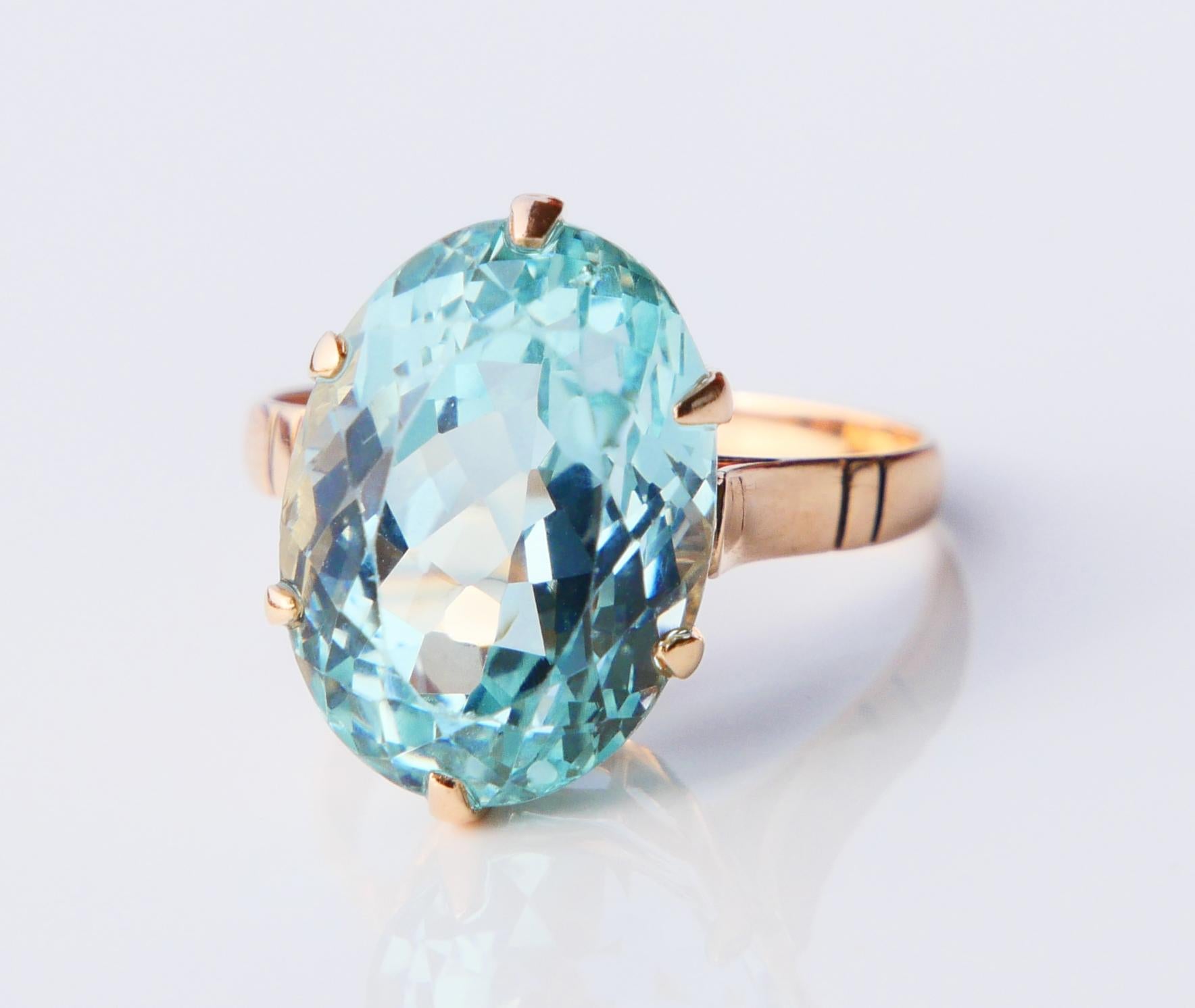 Antique Ring natural 10ct Aquamarine solid 18K Gold Ø7.25 US / 5 gr en vente 6
