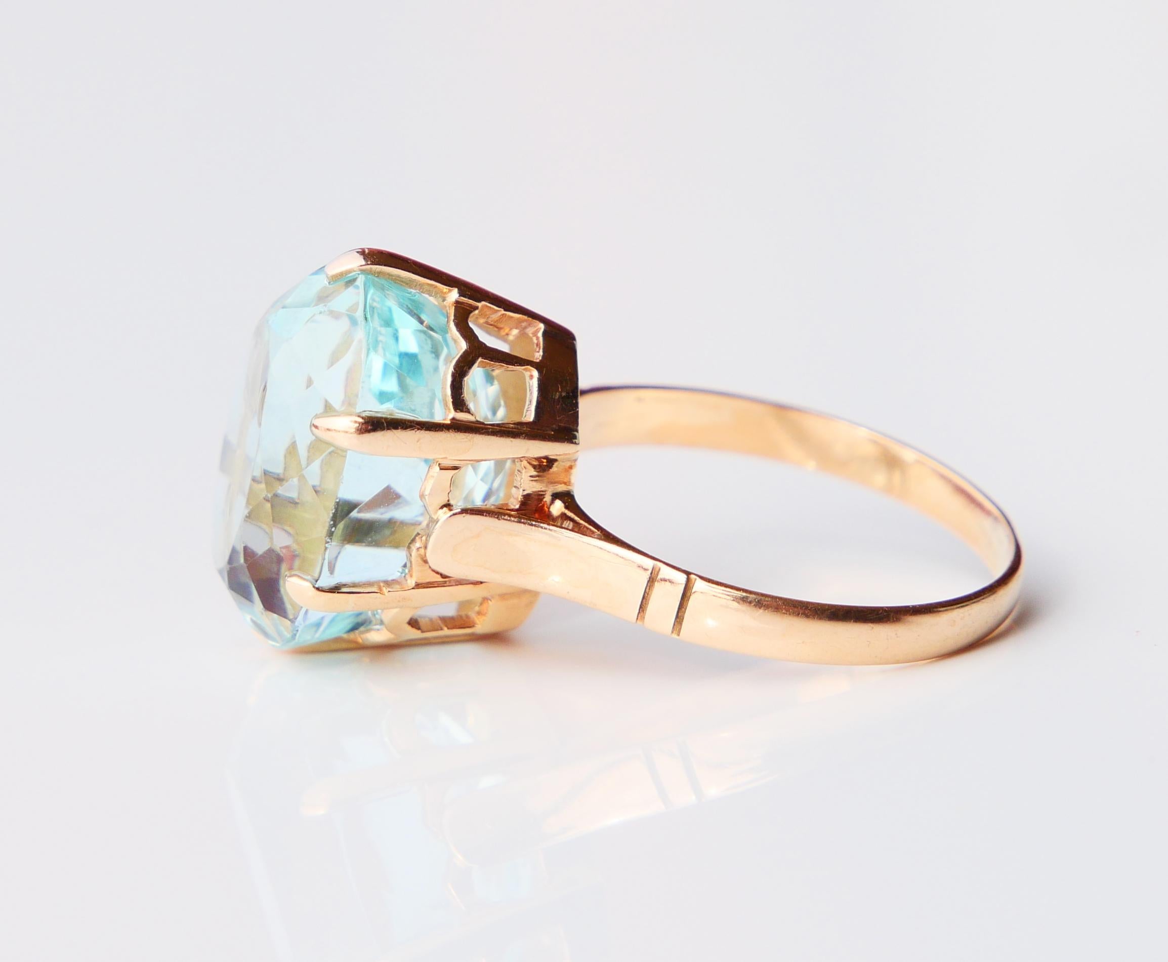 Antique Ring natural 10ct Aquamarine solid 18K Gold Ø7.25 US / 5 gr en vente 7