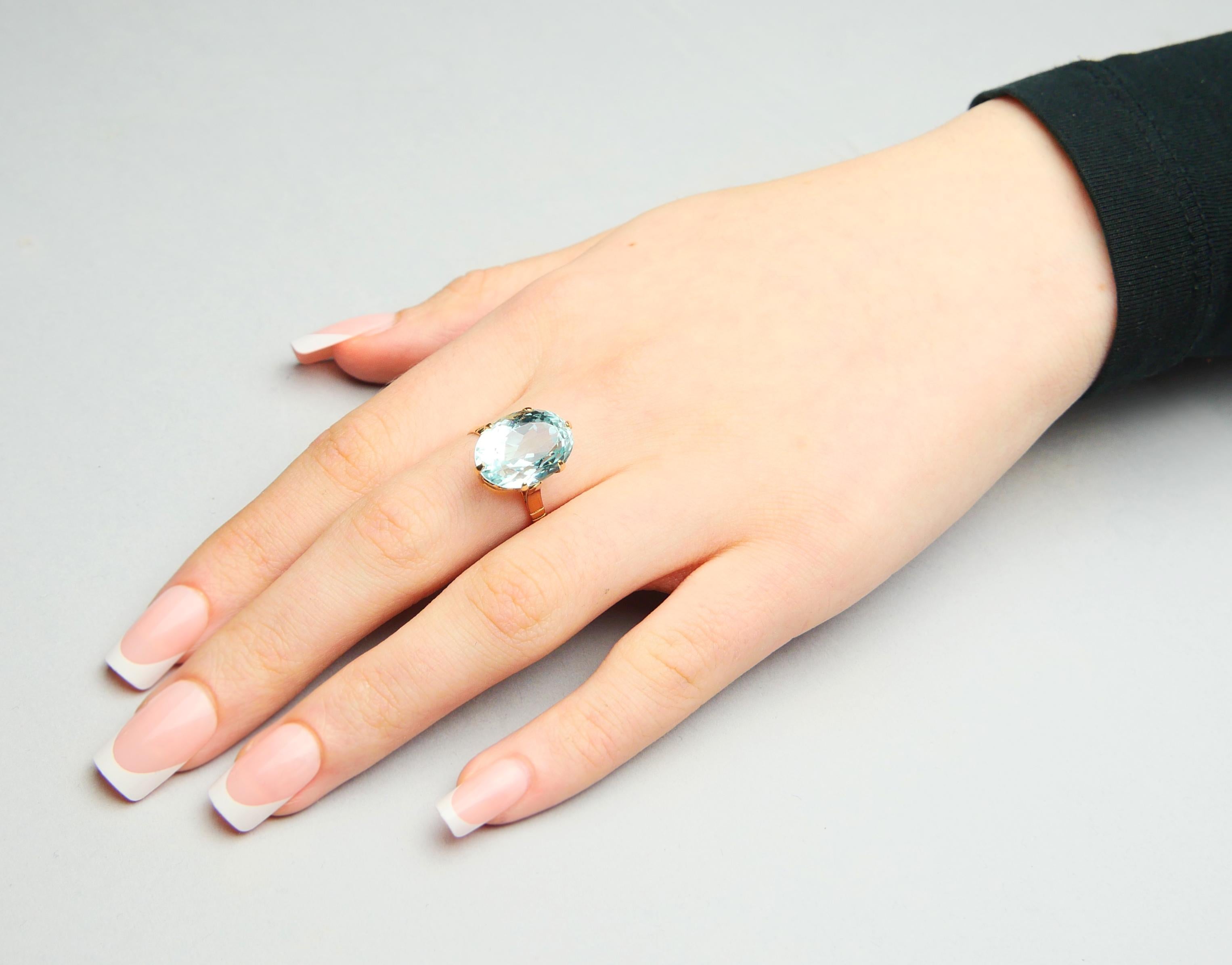 Antique Ring natural 10ct Aquamarine solid 18K Gold Ø7.25 US / 5 gr im Angebot 5