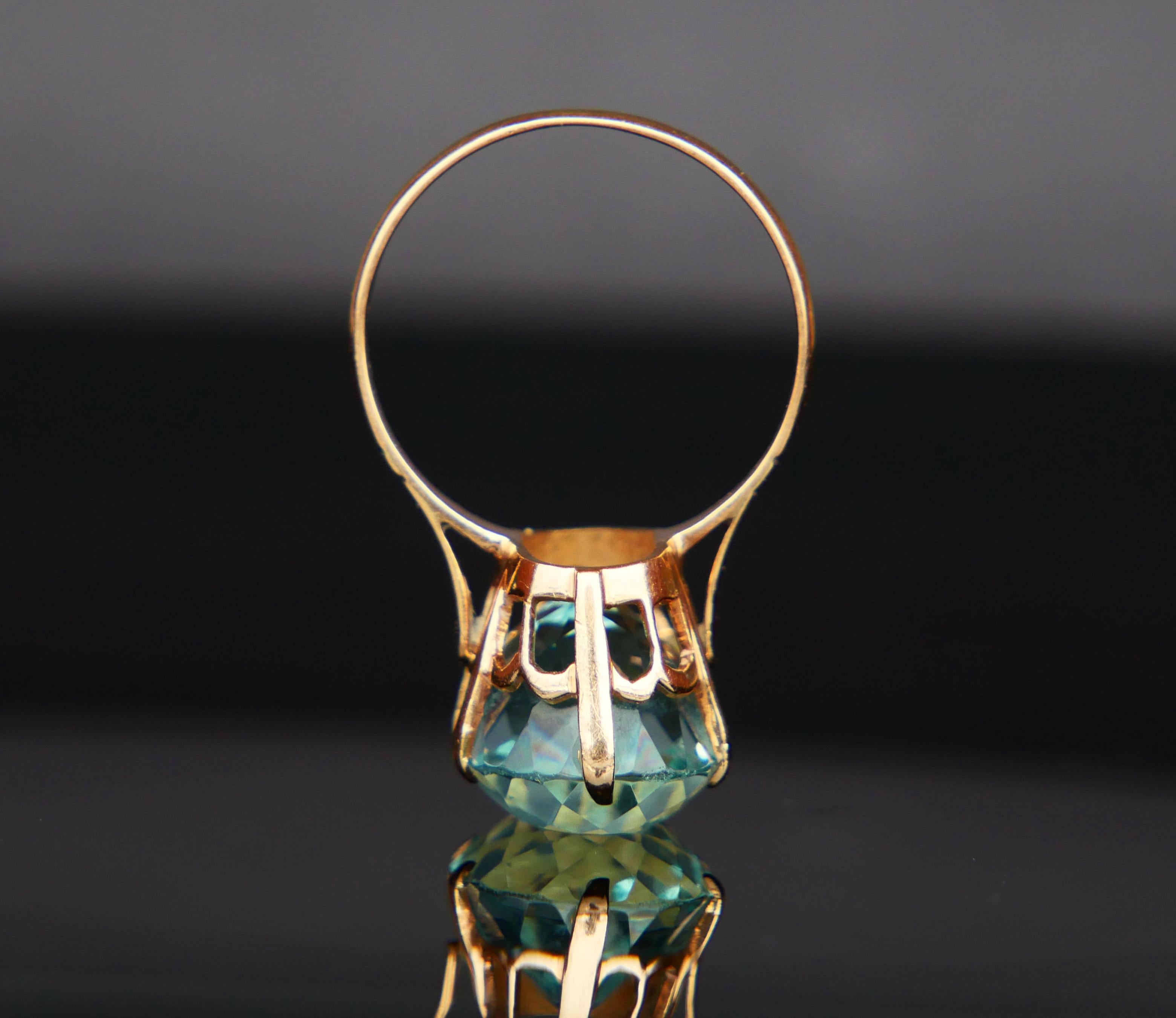 Taille ovale Antique Ring natural 10ct Aquamarine solid 18K Gold Ø7.25 US / 5 gr en vente