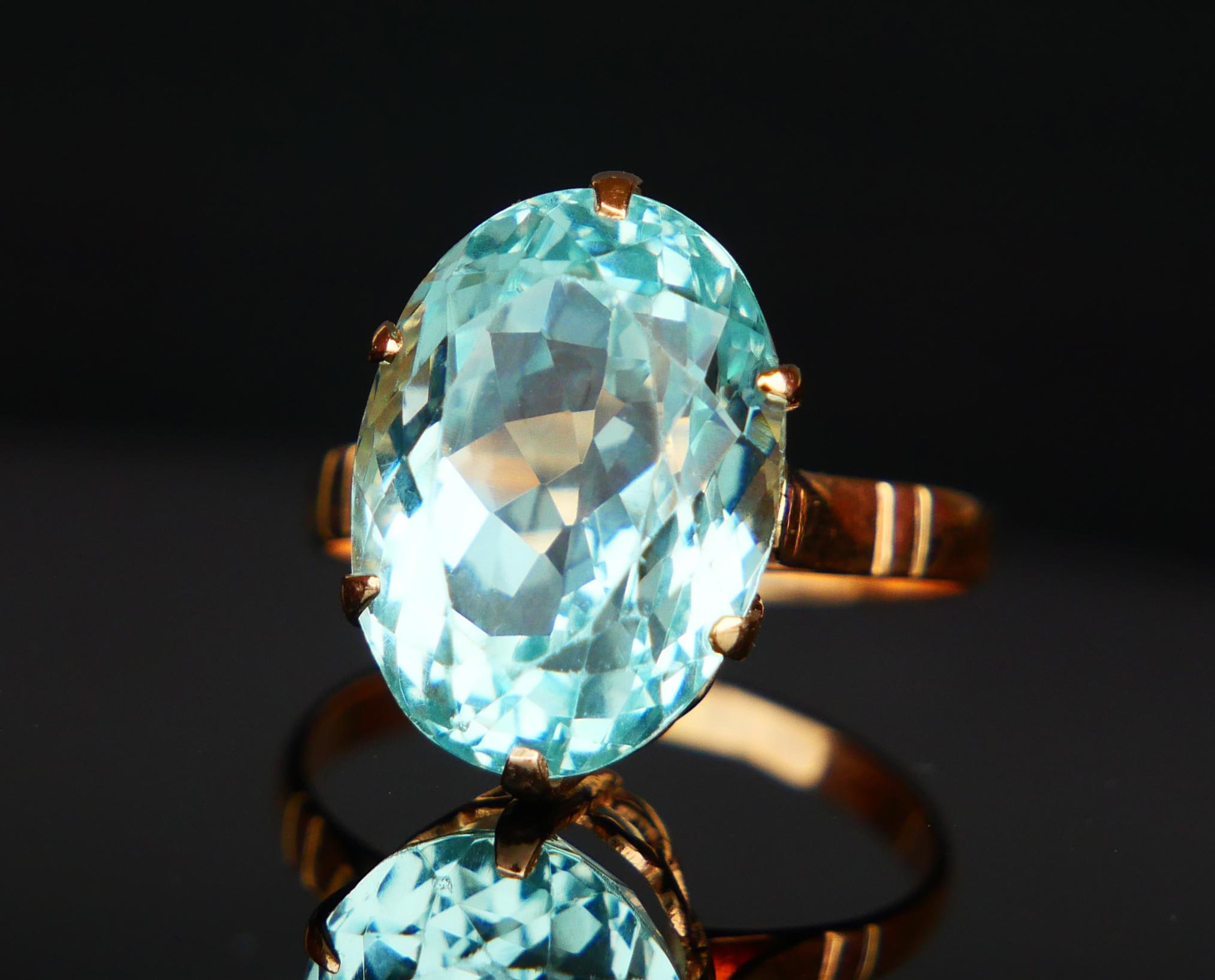 Antique Ring natural 10ct Aquamarine solid 18K Gold Ø7.25 US / 5 gr en vente 1