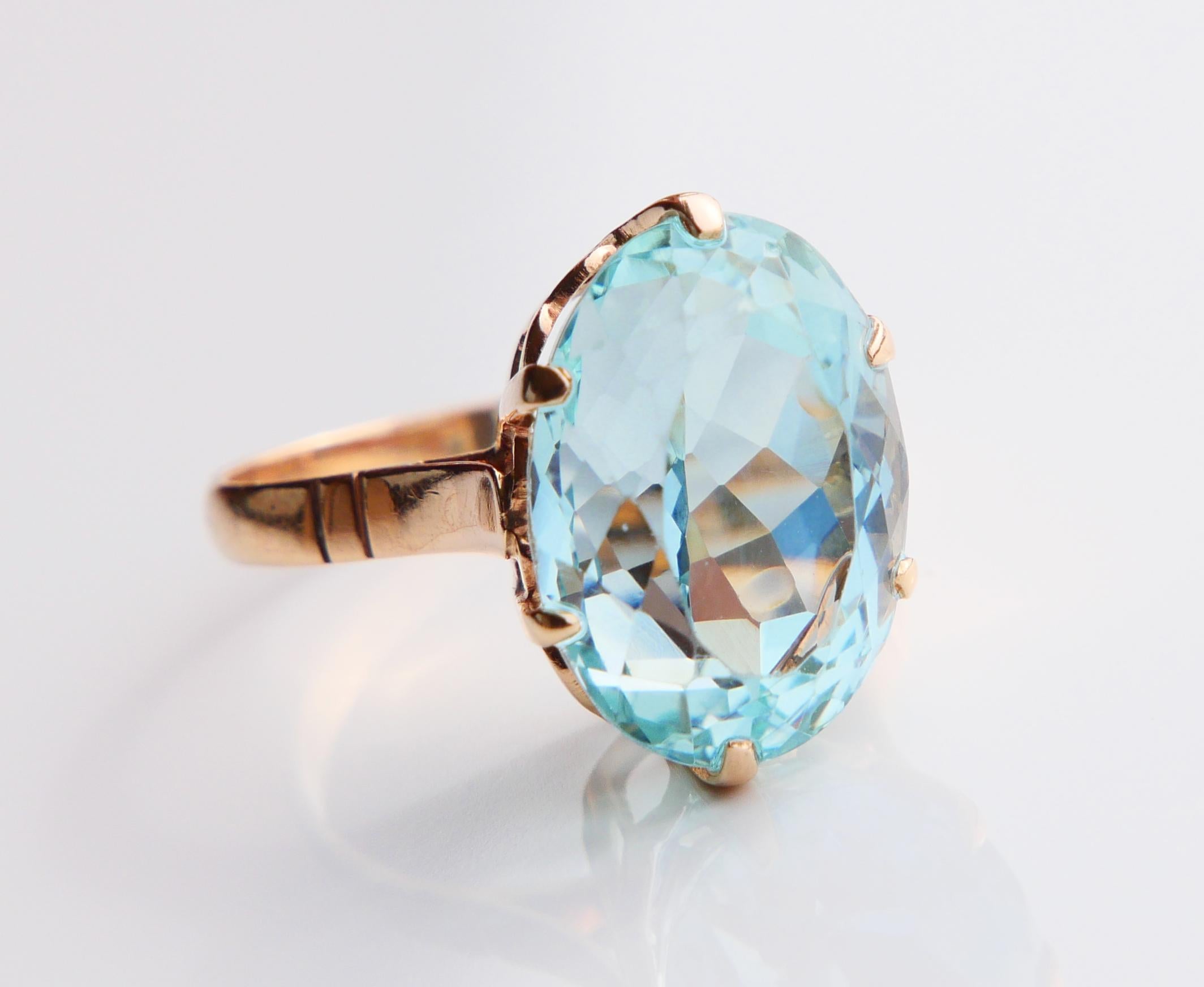 Antique Ring natural 10ct Aquamarine solid 18K Gold Ø7.25 US / 5 gr en vente 2