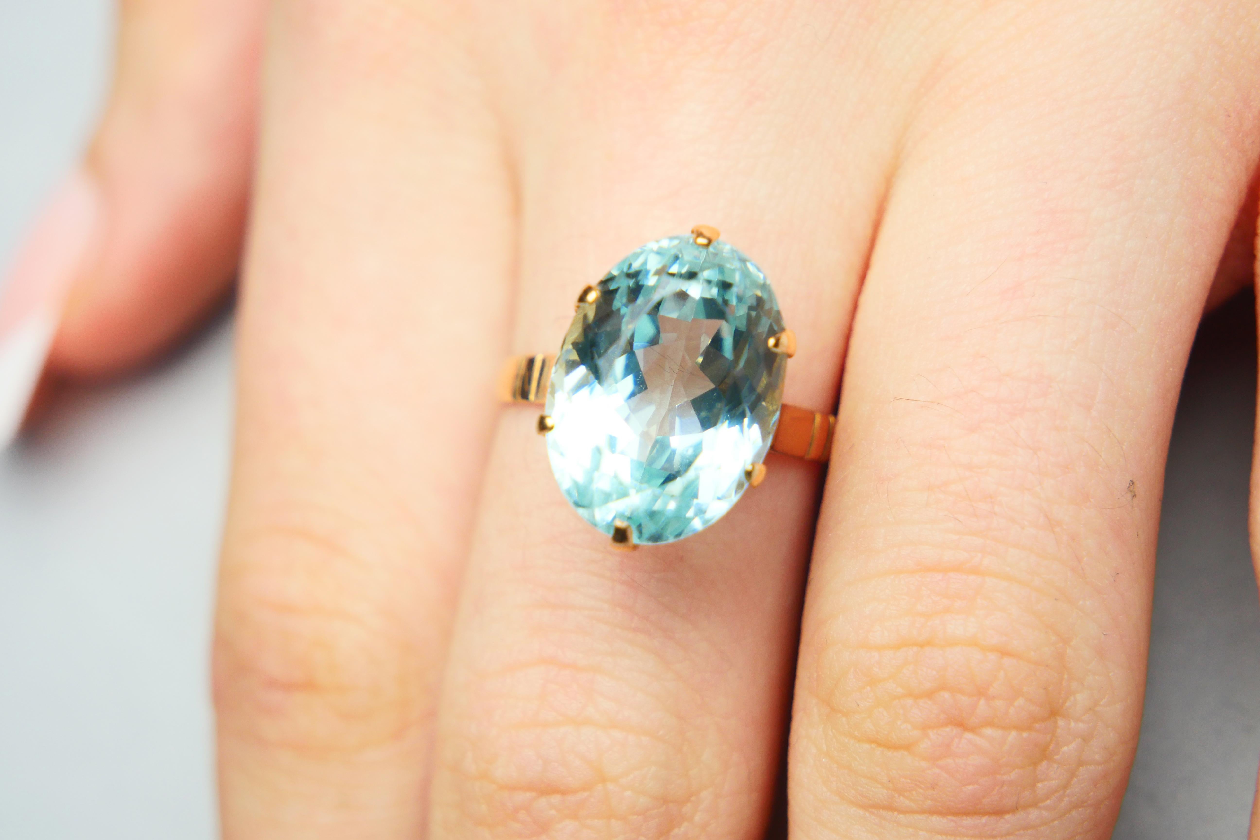Antique Ring natural 10ct Aquamarine solid 18K Gold Ø7.25 US / 5 gr im Angebot 2