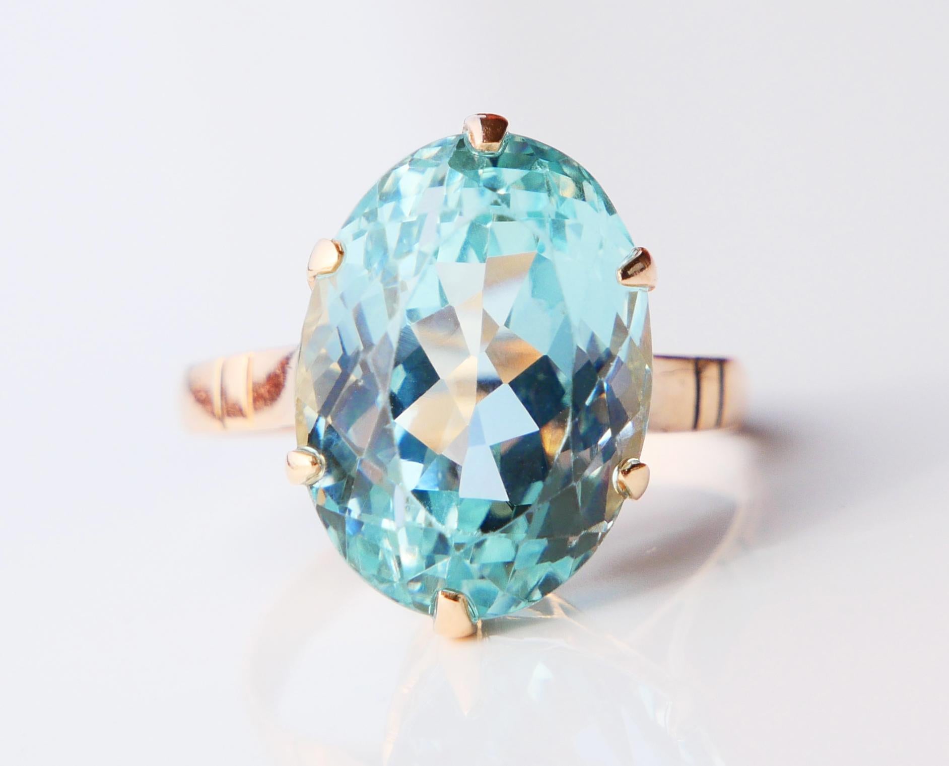 Antique Ring natural 10ct Aquamarine solid 18K Gold Ø7.25 US / 5 gr en vente 3