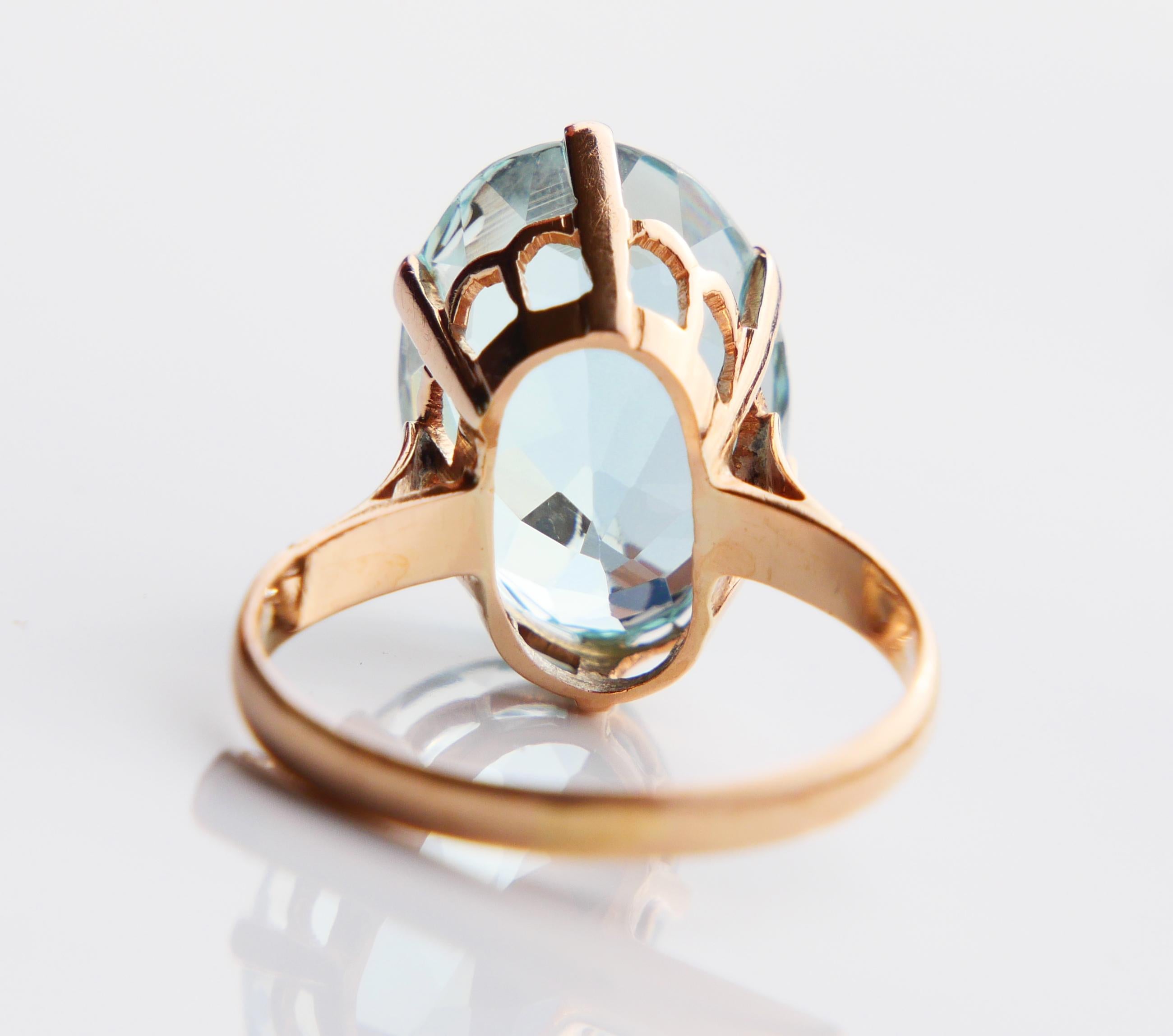 Antique Ring natural 10ct Aquamarine solid 18K Gold Ø7.25 US / 5 gr en vente 4