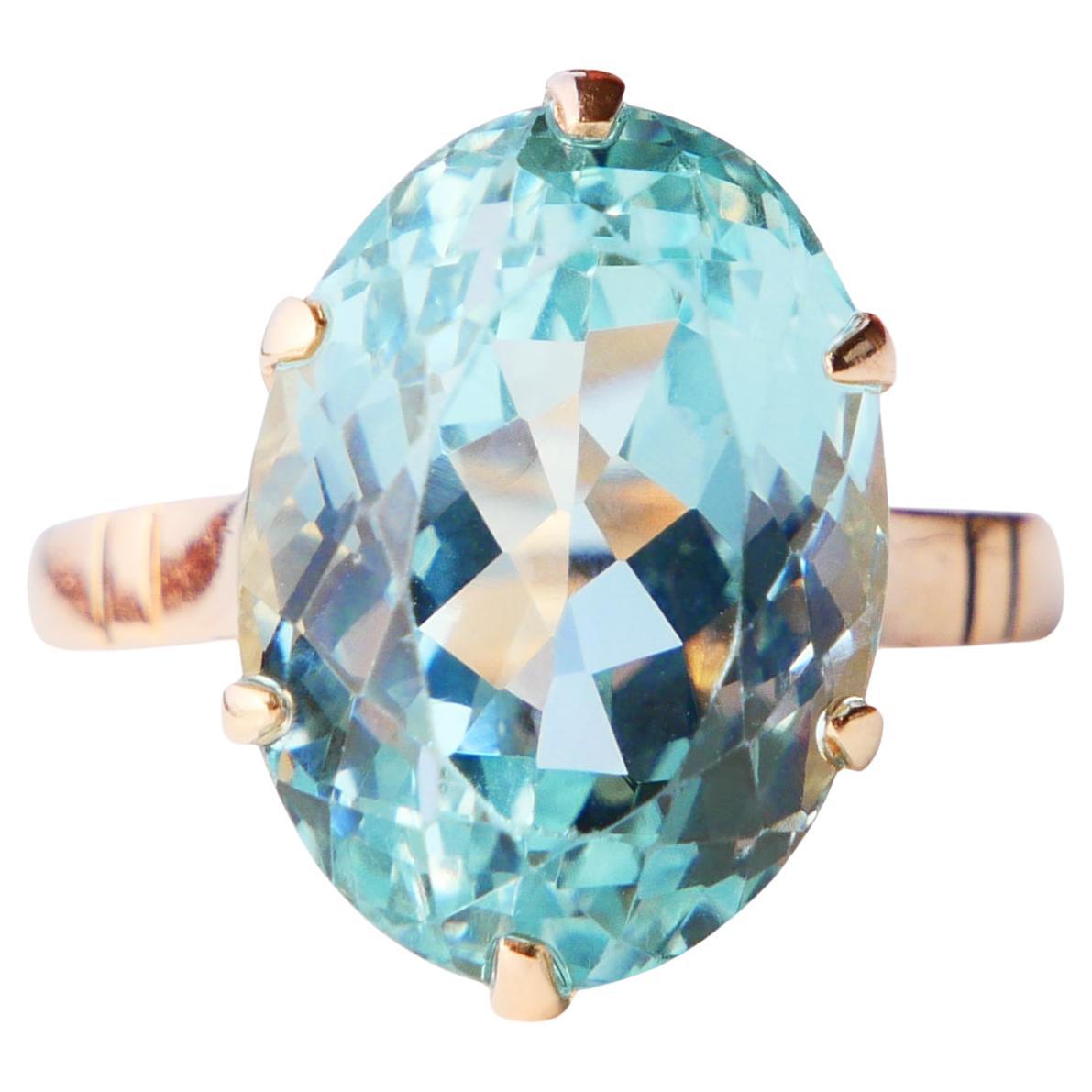 Antique Ring natural 10ct Aquamarine solid 18K Gold Ø7.25 US / 5 gr