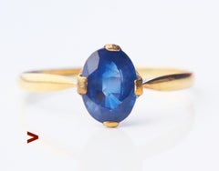 Antique Ring natural 1.25ct. Blue Sapphire solid 18K Gold Ø US 5.75 / 1.3 gr