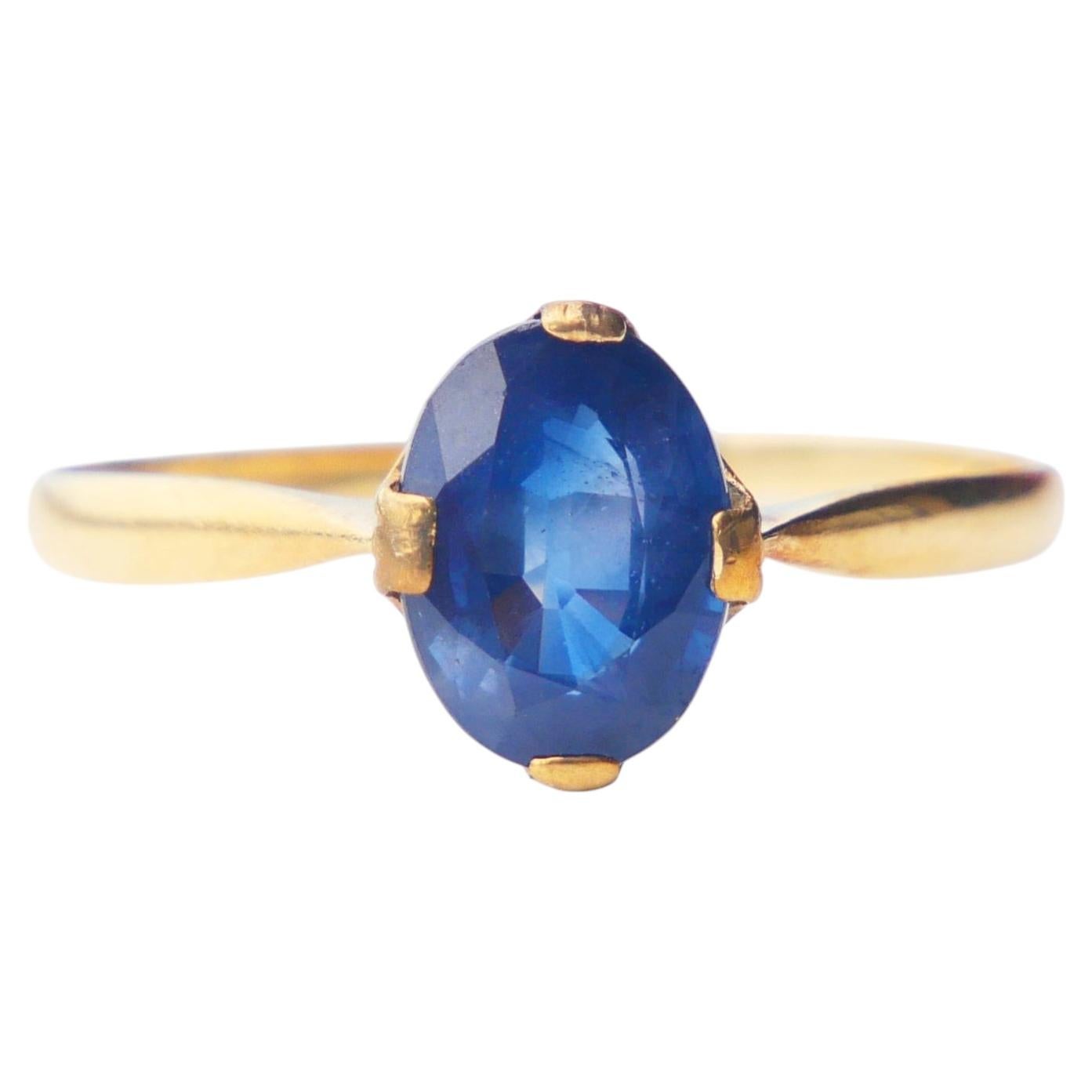 Antique Ring natural 1.25ct. Blue Sapphire solid 18K Gold Ø US 5.75 / 1.3 gr