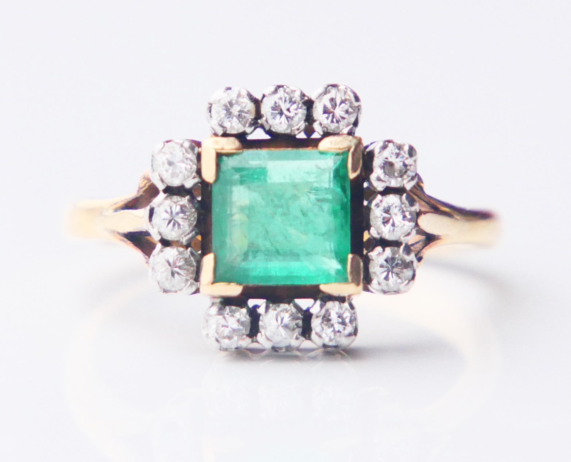 Antique Ring natural 1.25ct Emerald 0.45ctw Diamonds solid 18K Gold ØUS6/ 4.25gr For Sale 8