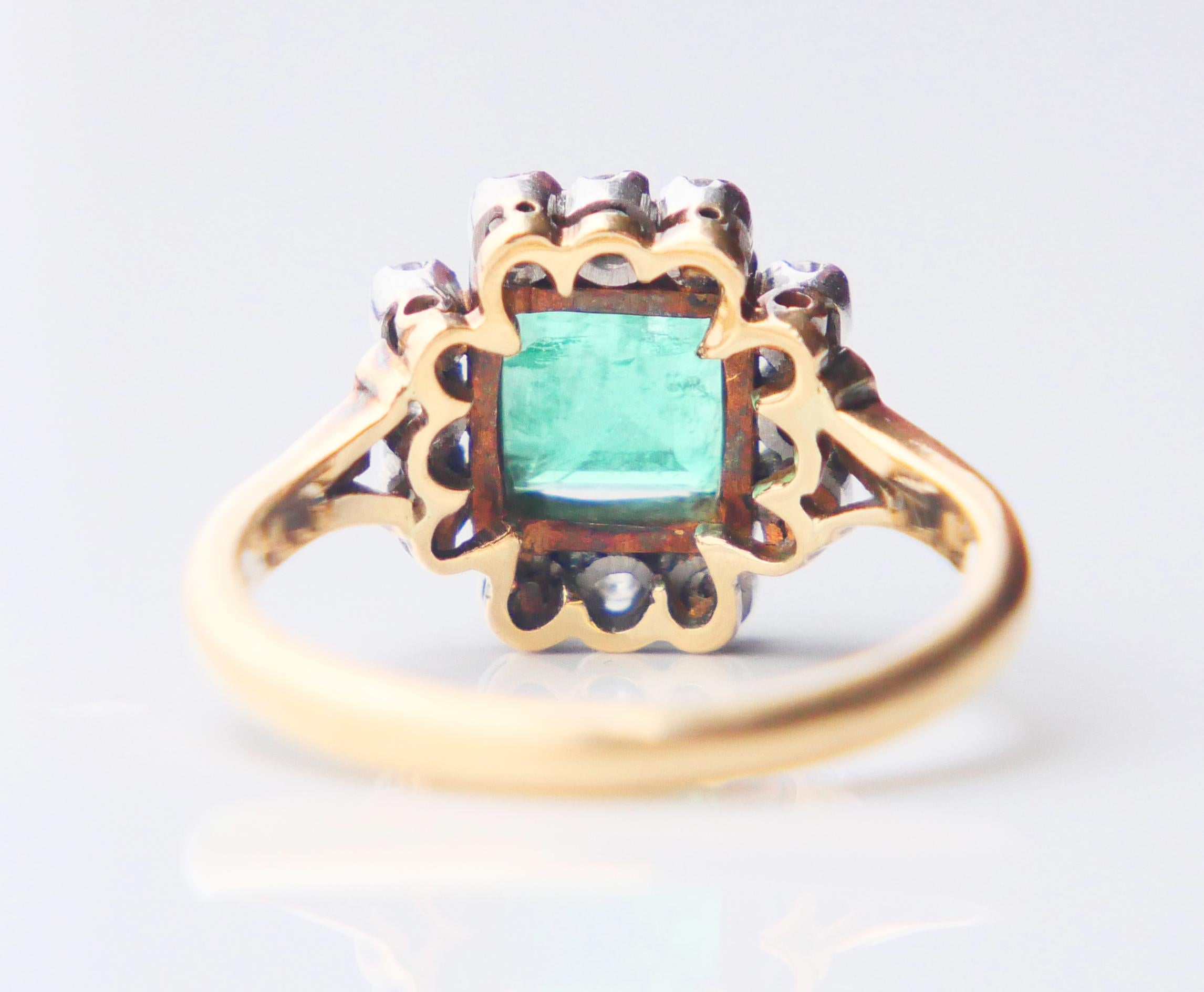 Antique Ring natural 1.25ct Emerald 0.45ctw Diamonds solid 18K Gold ØUS6/ 4.25gr For Sale 9