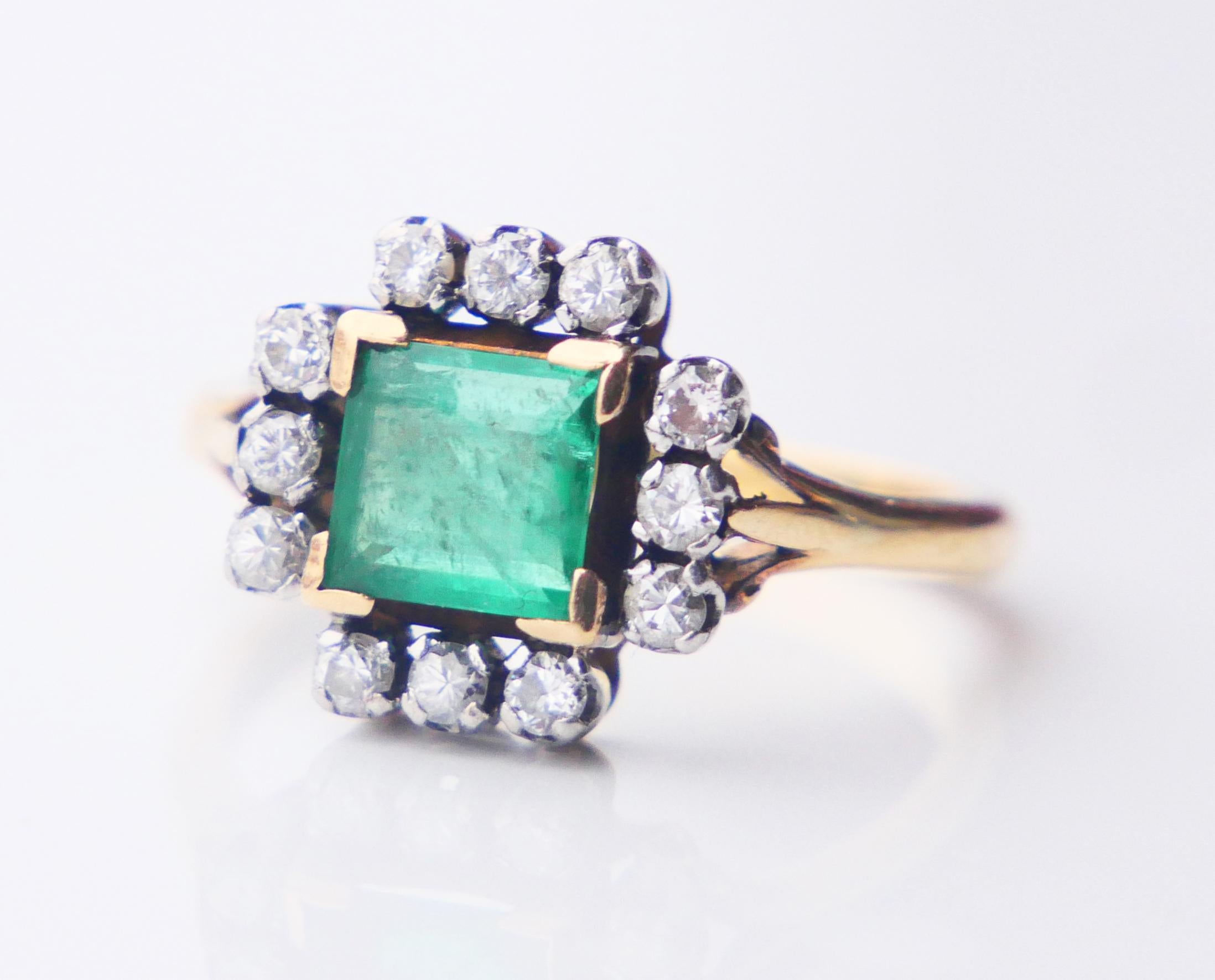 Antique Ring natural 1.25ct Emerald 0.45ctw Diamonds solid 18K Gold ØUS6/ 4.25gr For Sale 10