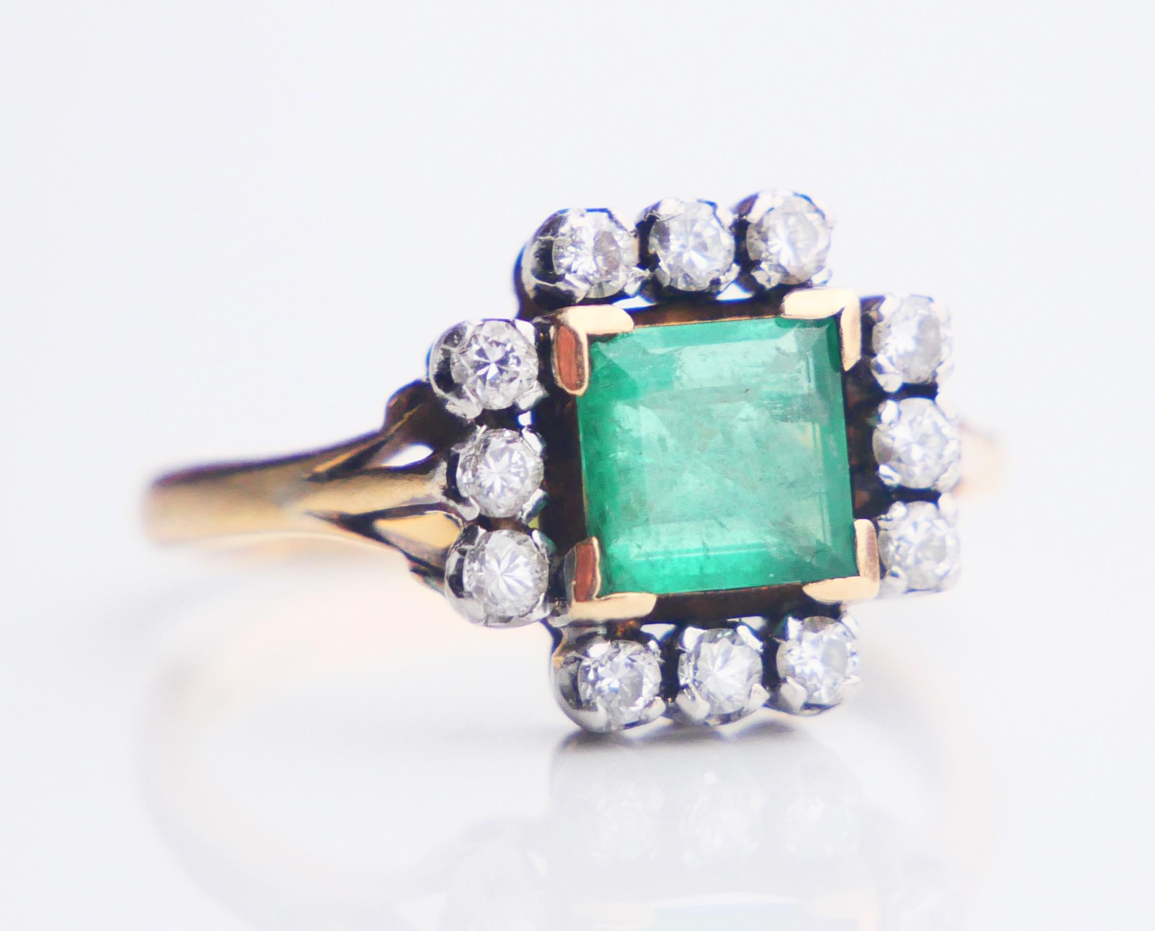 Antique Ring natural 1.25ct Emerald 0.45ctw Diamonds solid 18K Gold ØUS6/ 4.25gr For Sale 7