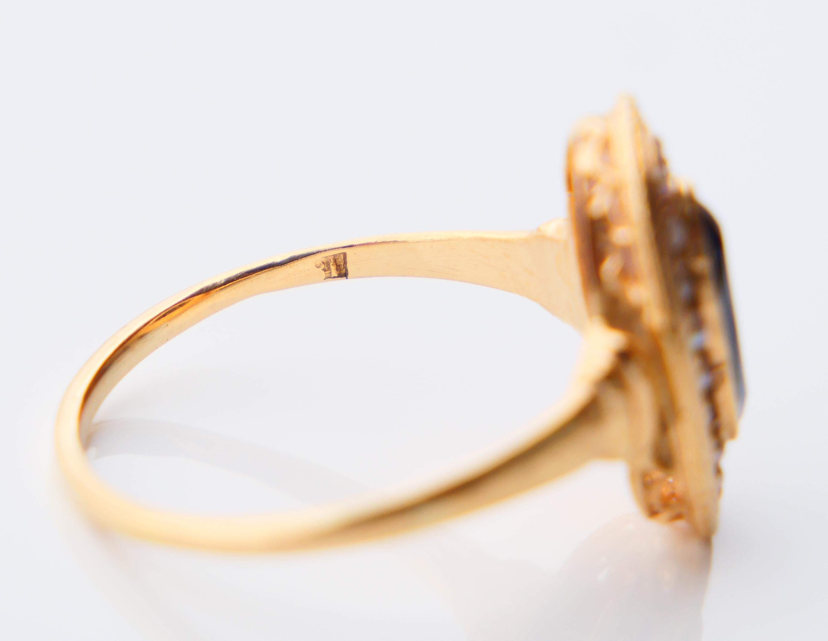 Antique Ring natural 1.2ct. Sapphire Seed Pearls solid 18K Gold Ø6.25US/ 2.8gr in vendita 7