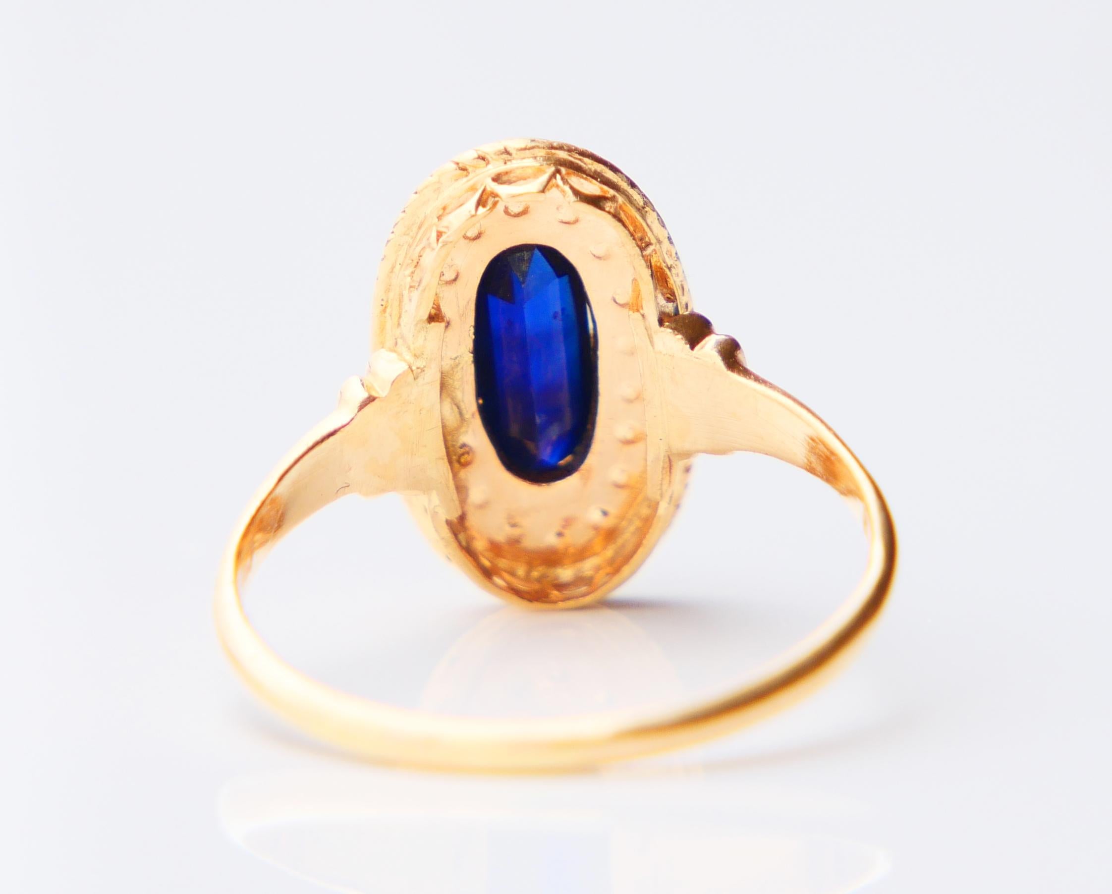 Taglio ovale Antique Ring natural 1.2ct. Sapphire Seed Pearls solid 18K Gold Ø6.25US/ 2.8gr in vendita