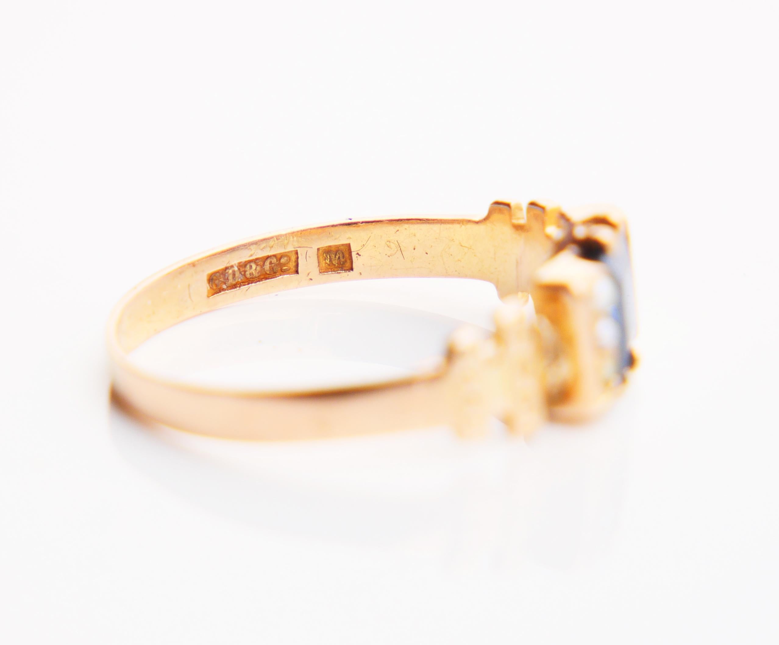 Antiker Ring, natürlich 1,3 Karat. Saphir-Saatperlen massiv 18K Gold Ø4.75US/ 1.8gr im Angebot 8