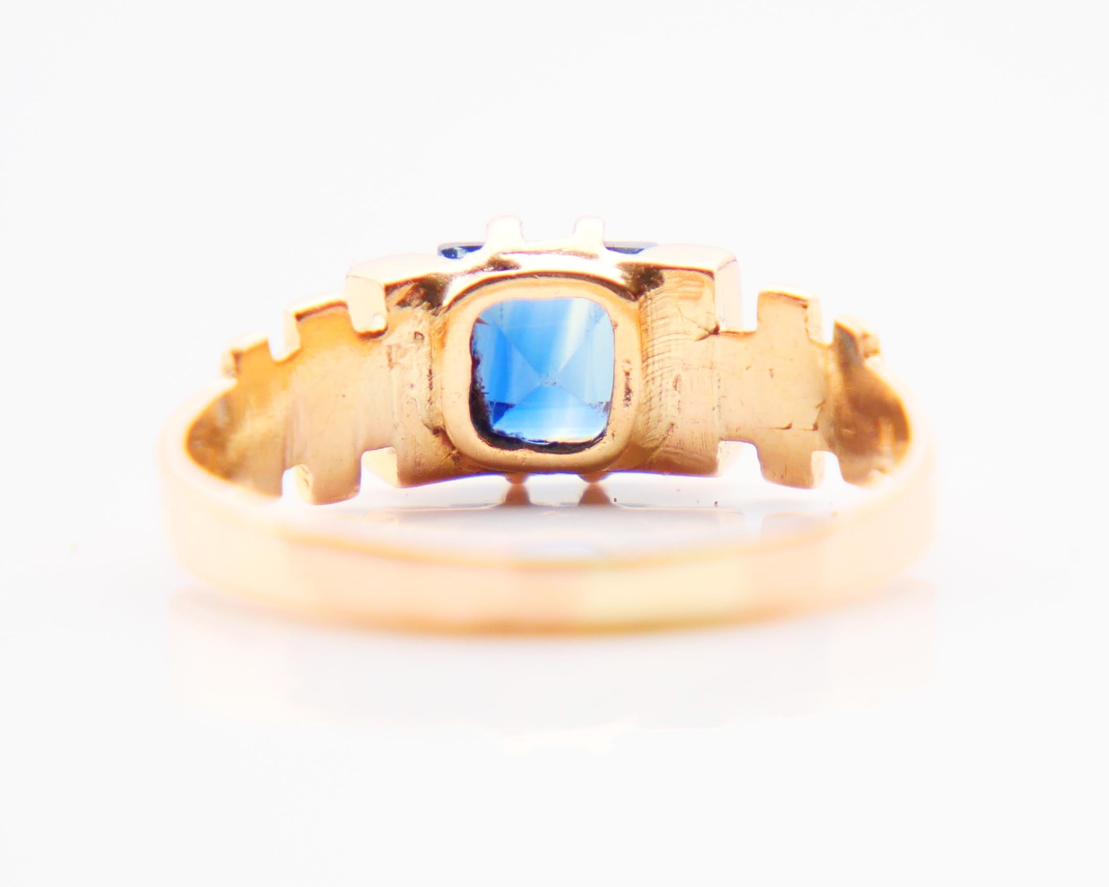 Antiker Ring, natürlich 1,3 Karat. Saphir-Saatperlen massiv 18K Gold Ø4.75US/ 1.8gr (Cabochon) im Angebot