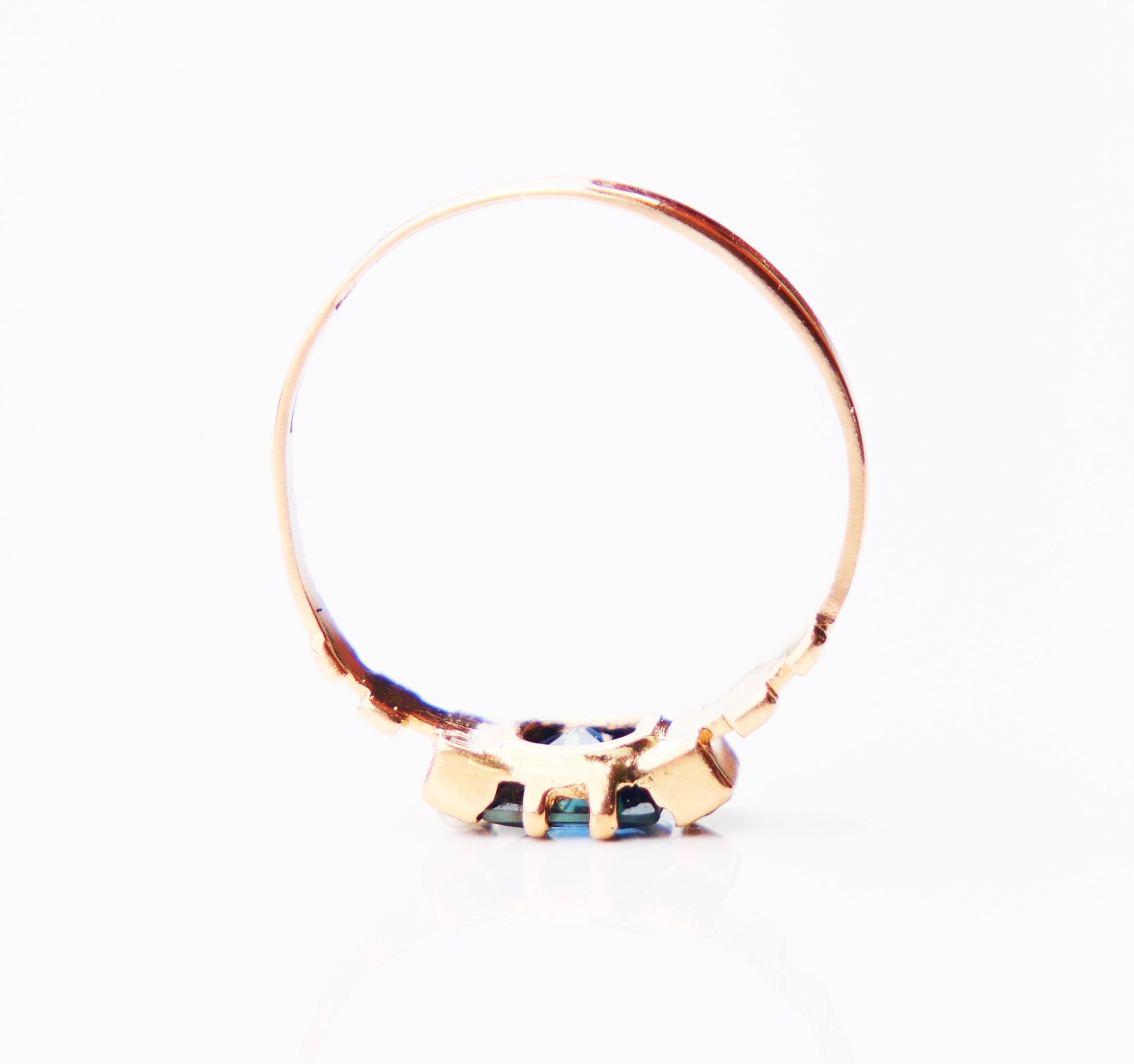 Antiker Ring, natürlich 1,3 Karat. Saphir-Saatperlen massiv 18K Gold Ø4.75US/ 1.8gr Damen im Angebot