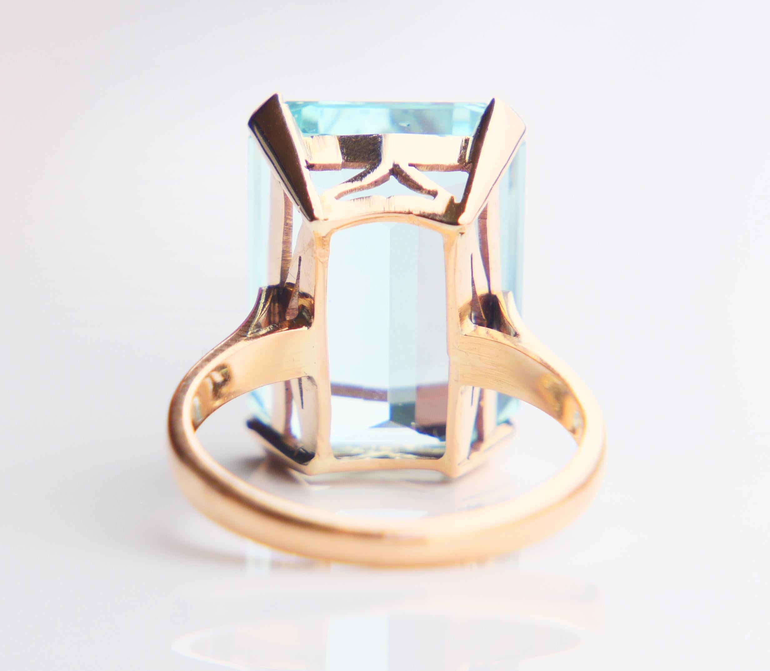 Anillo Antiguo Aguamarina 15ct natural maciza Oro 18K Ø 6.75 US / 7.2 gr en venta 9