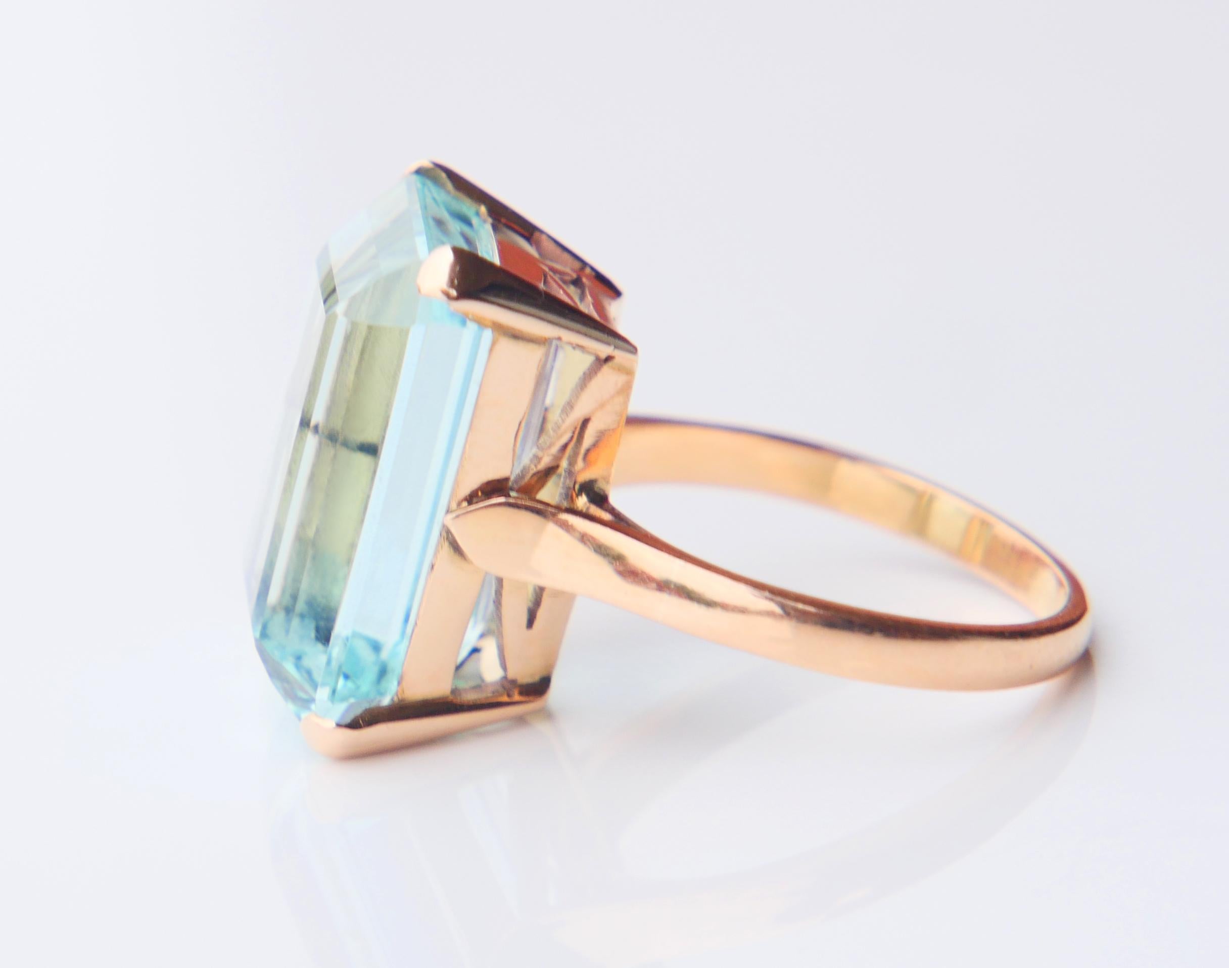 Anillo Antiguo Aguamarina 15ct natural maciza Oro 18K Ø 6.75 US / 7.2 gr en venta 10