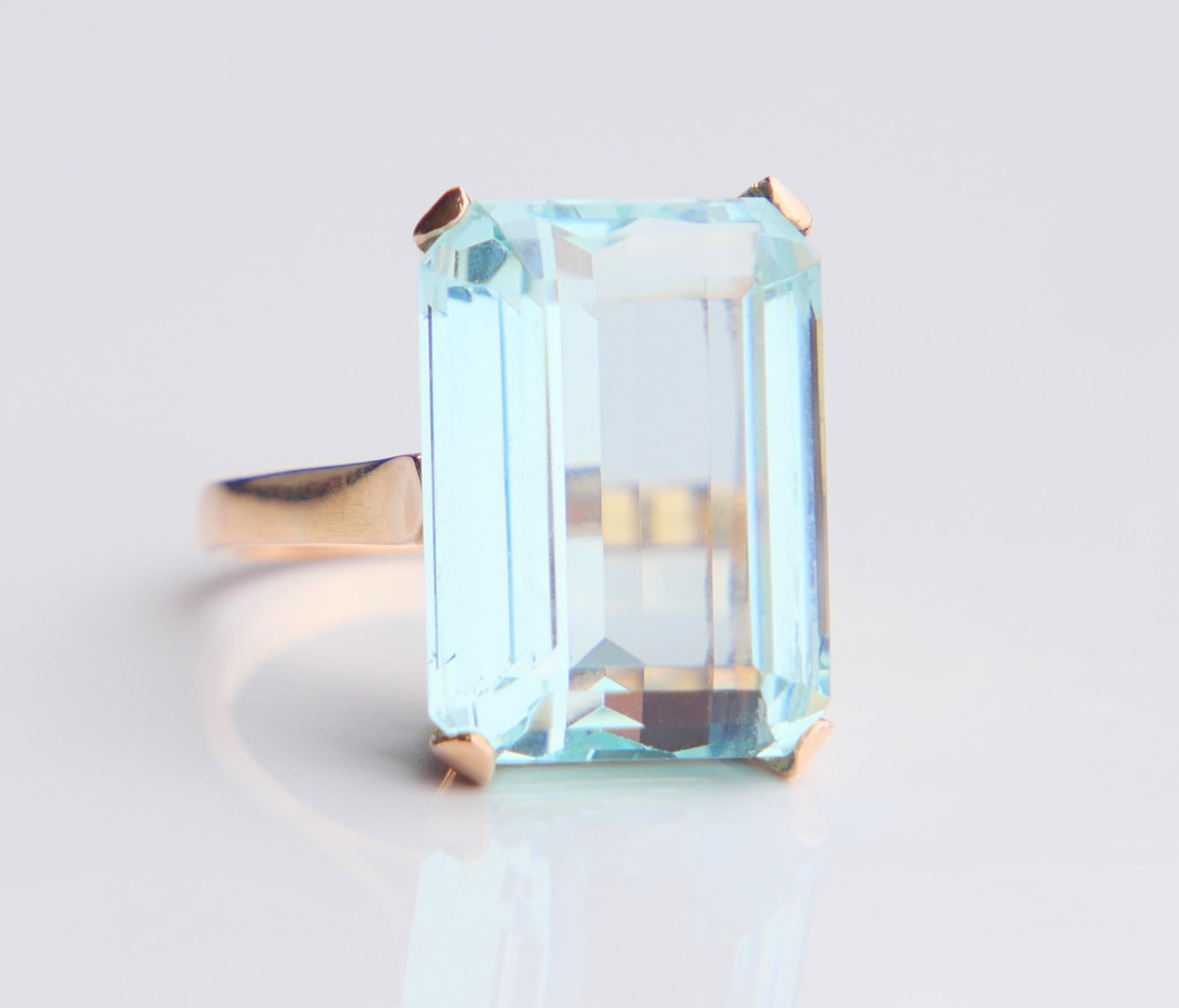 Anillo Antiguo Aguamarina 15ct natural maciza Oro 18K Ø 6.75 US / 7.2 gr en venta 11