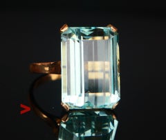 Anillo Antiguo Aguamarina 15ct natural maciza Oro 18K Ø 6.75 US / 7.2 gr