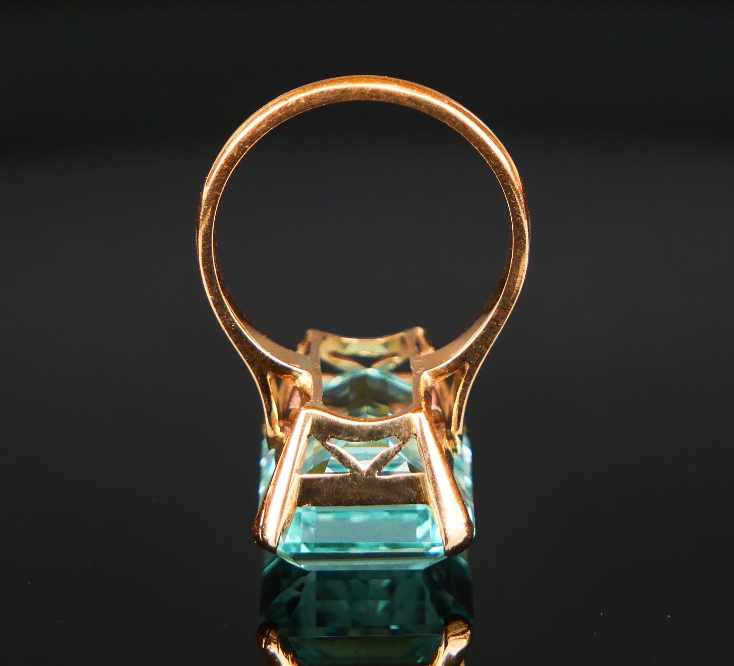 De las mujeres Anillo Antiguo Aguamarina 15ct natural maciza Oro 18K Ø 6.75 US / 7.2 gr en venta