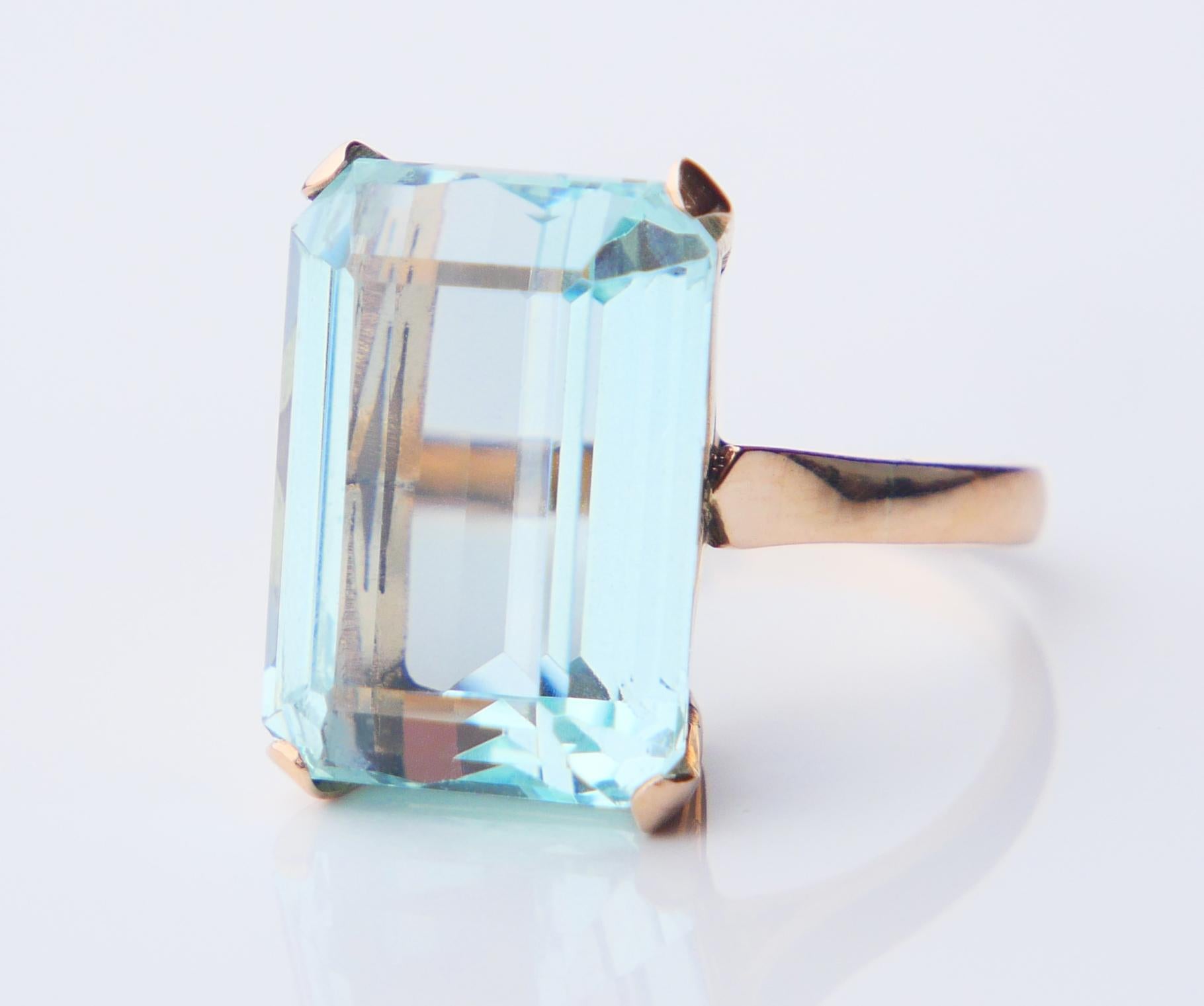 Anillo Antiguo Aguamarina 15ct natural maciza Oro 18K Ø 6.75 US / 7.2 gr en venta 8