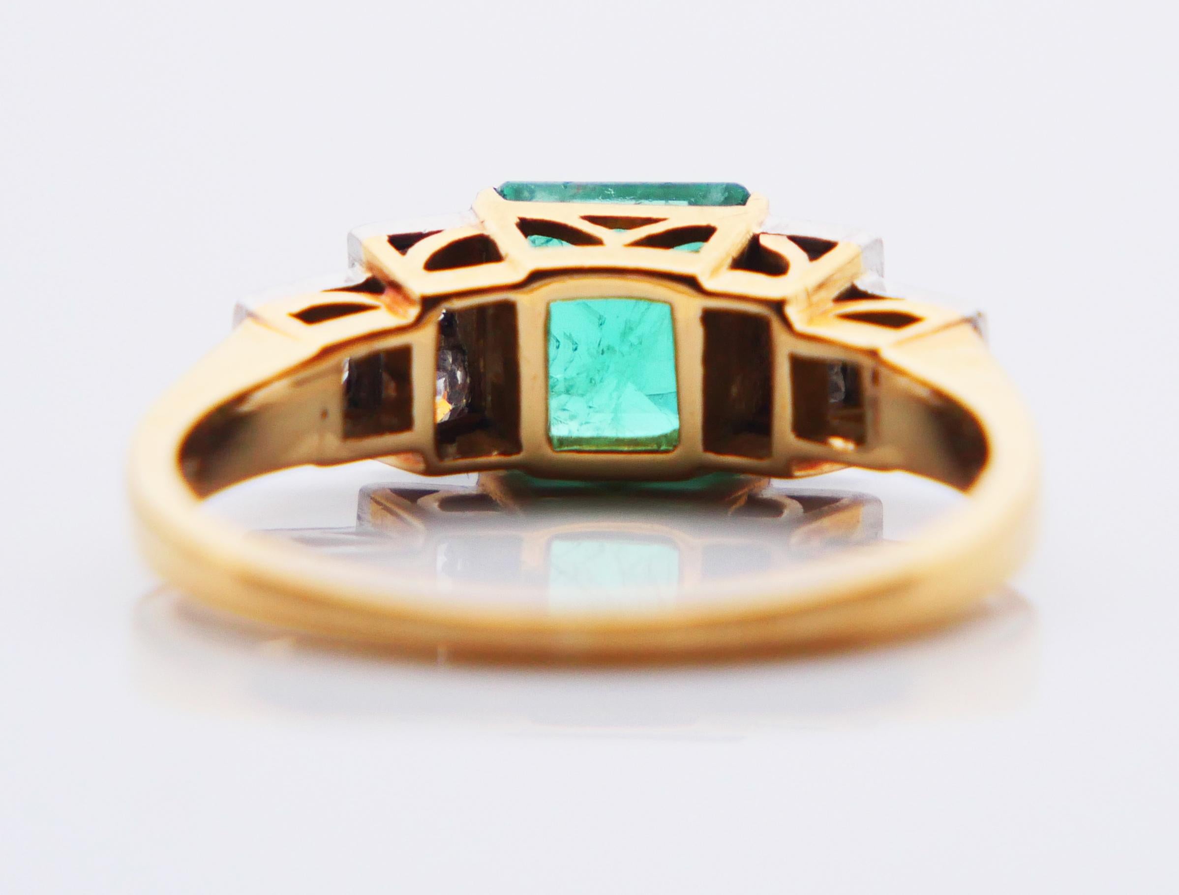 Antique Ring natural 1.7ct Emerald 0.7ctw Diamonds solid 18K Gold ØUS7.75/ 4.6gr For Sale 9