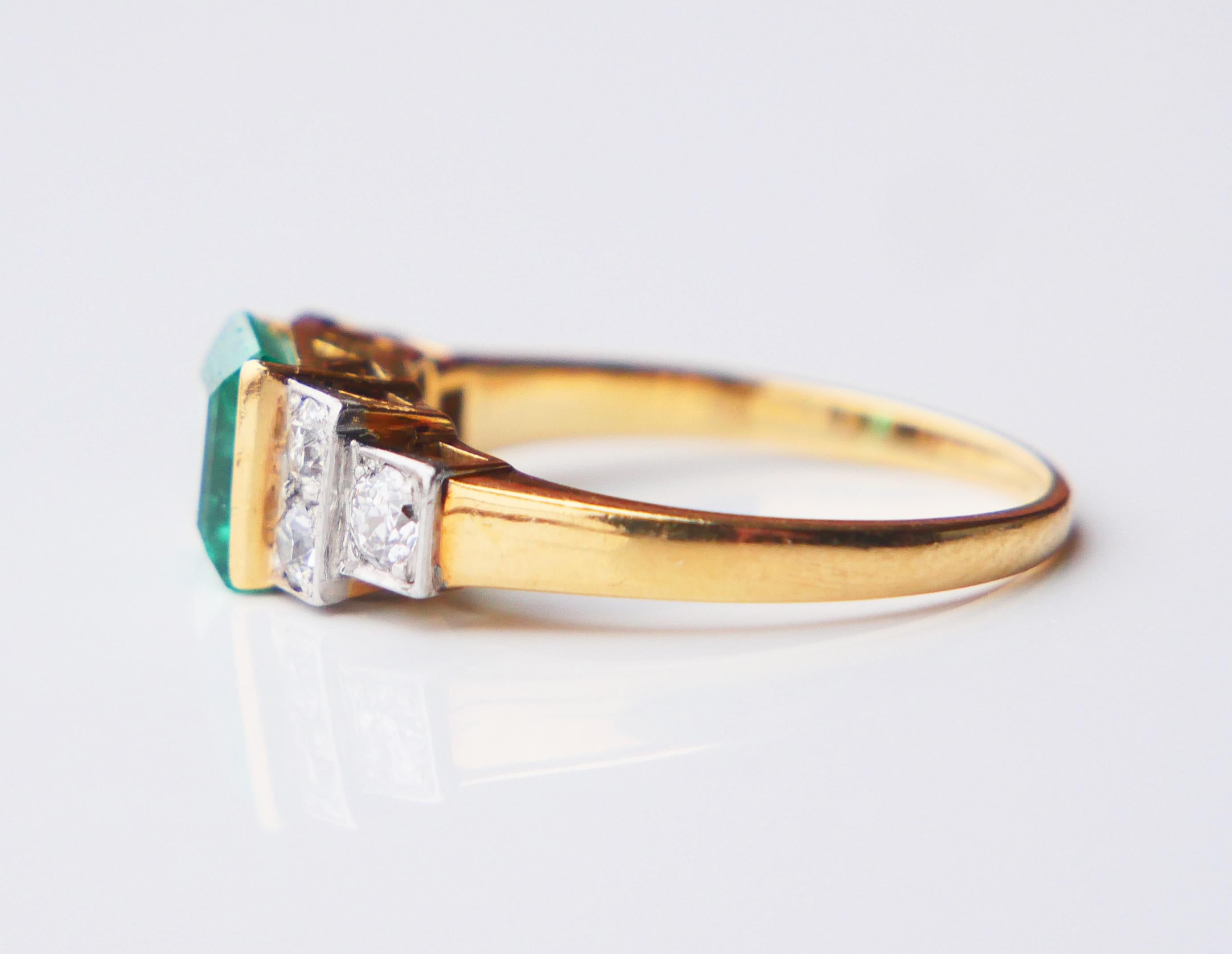 Antique Ring natural 1.7ct Emerald 0.7ctw Diamonds solid 18K Gold ØUS7.75/ 4.6gr For Sale 11