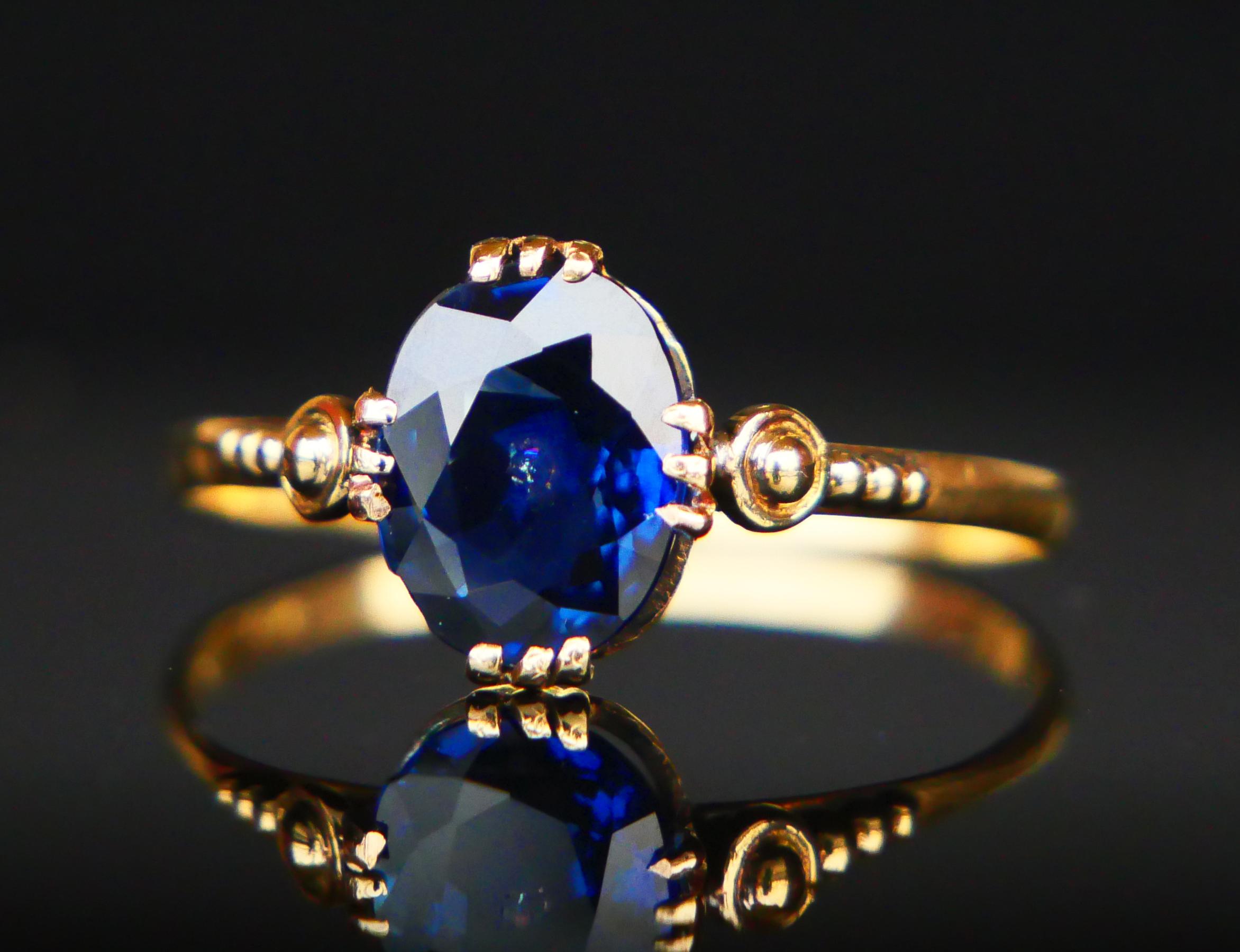 Anello antico con zaffiro naturale da 2 carati in oro massiccio 18 carati Misura Ø8 US / 1,56 gr 5